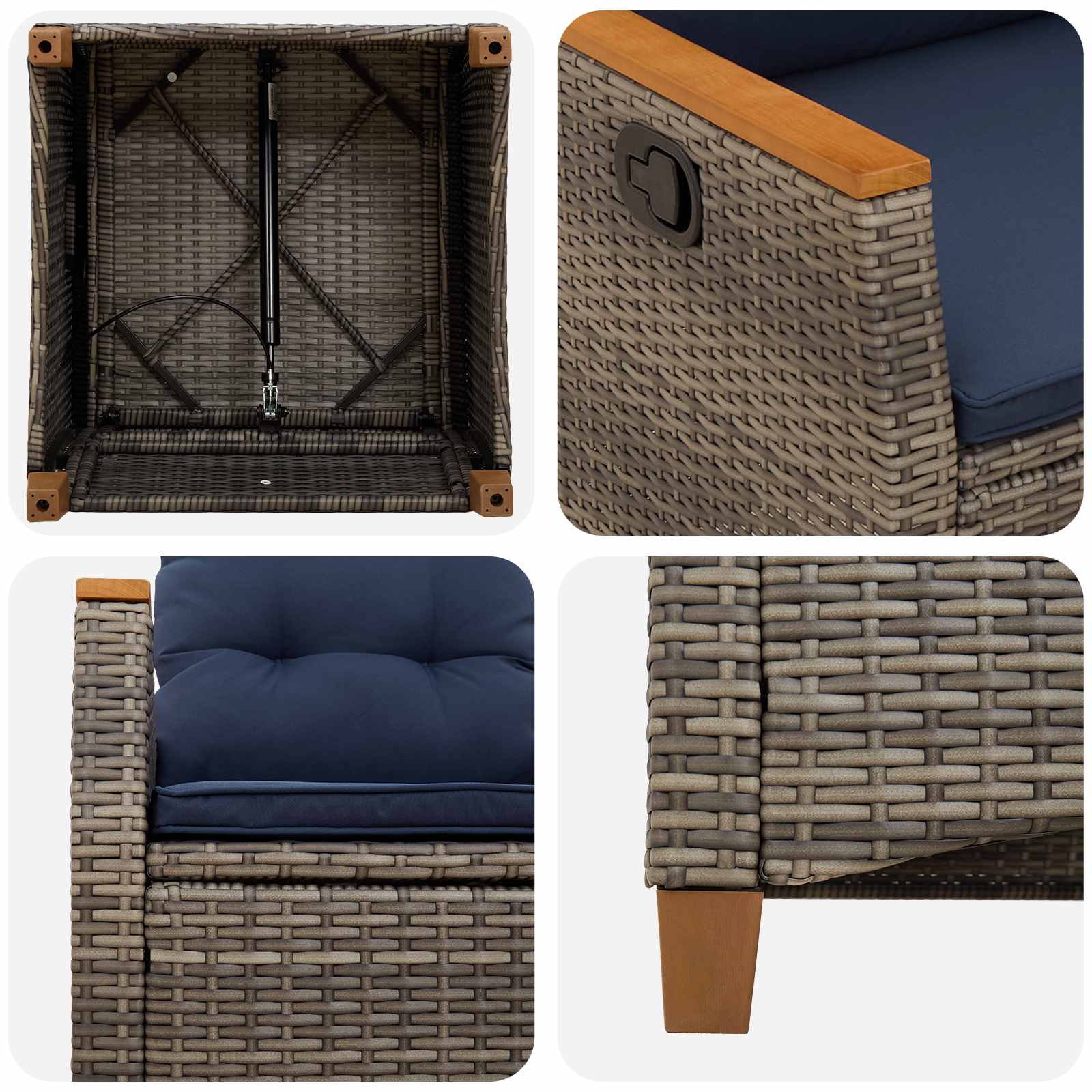 Ležaljka u vrtu 2 pcs Siva i tamnoplava 64 x 57,5 x 112 cm