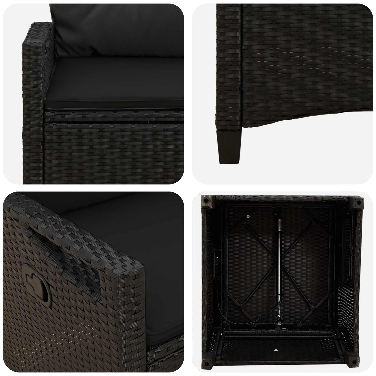 Vrtna stolica 2 pcs Crna 56 x 64 x 94 cm Čelik i poliester