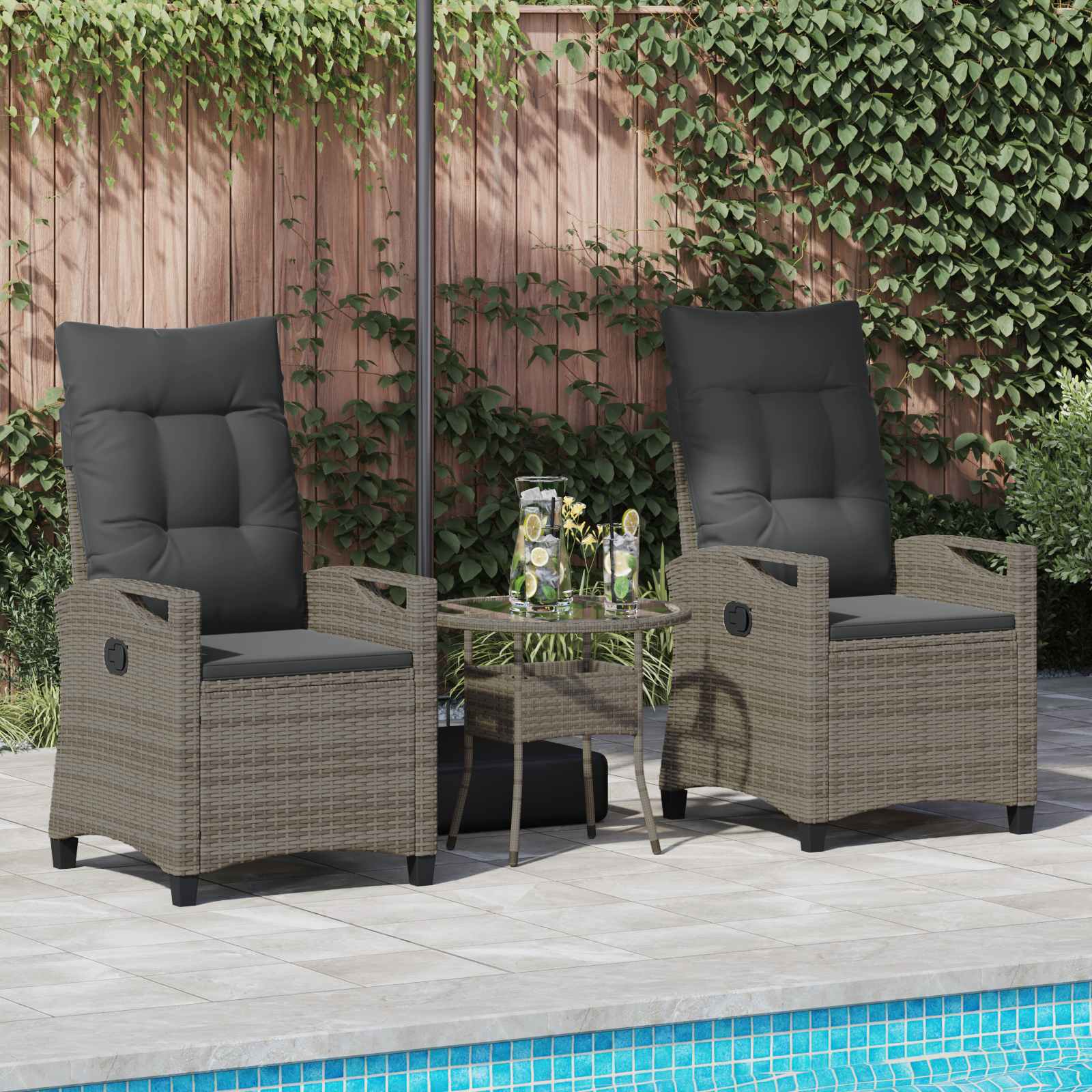 Vrtna stolica 2 pcs Siva i tamno siva 56 x 60 x 112 cm