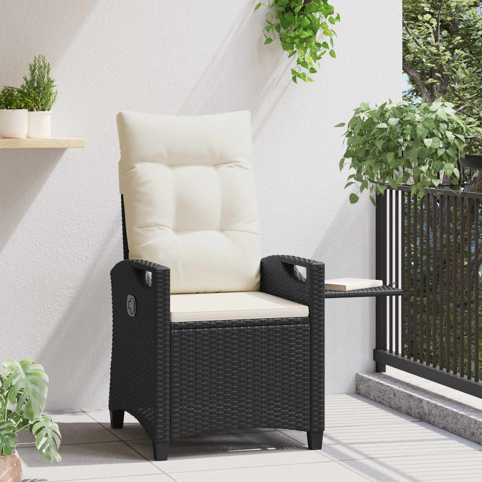 Ležaljka u vrtu Crna i Krema 56 x 60 x 112 cm poliratan