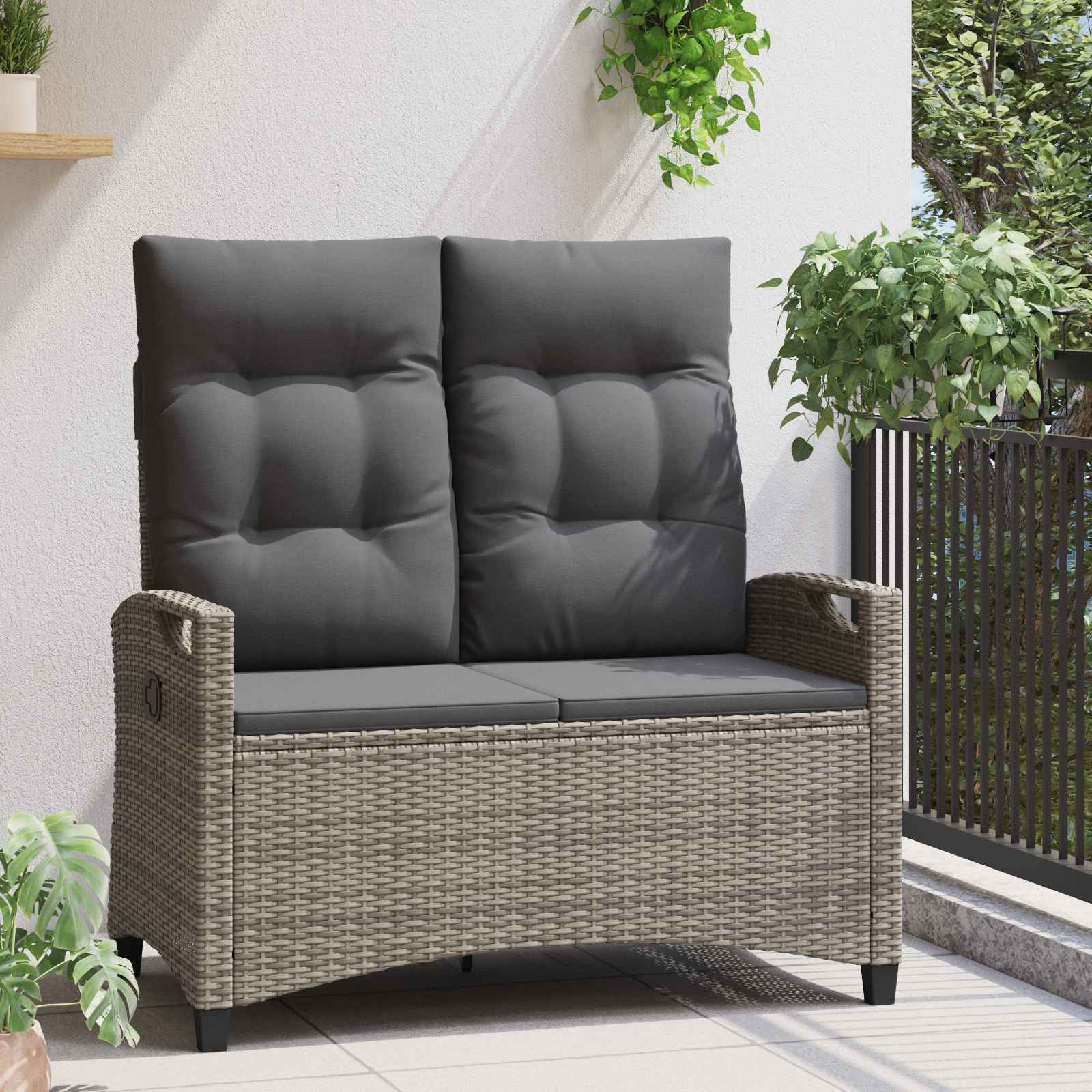 Vrtna klupa s jastukom Siva i tamno siva 105 x 60 x 112 cm