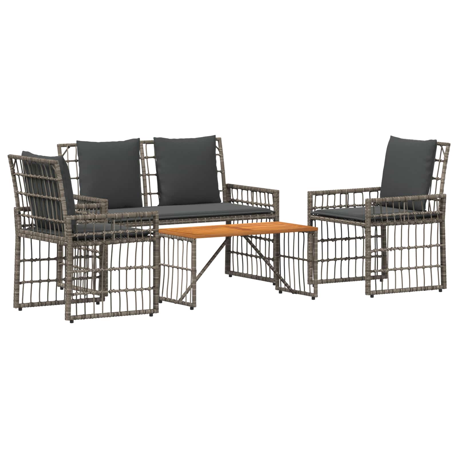 Set vanjskog namještaja 4 pcs Crna i tamno siva