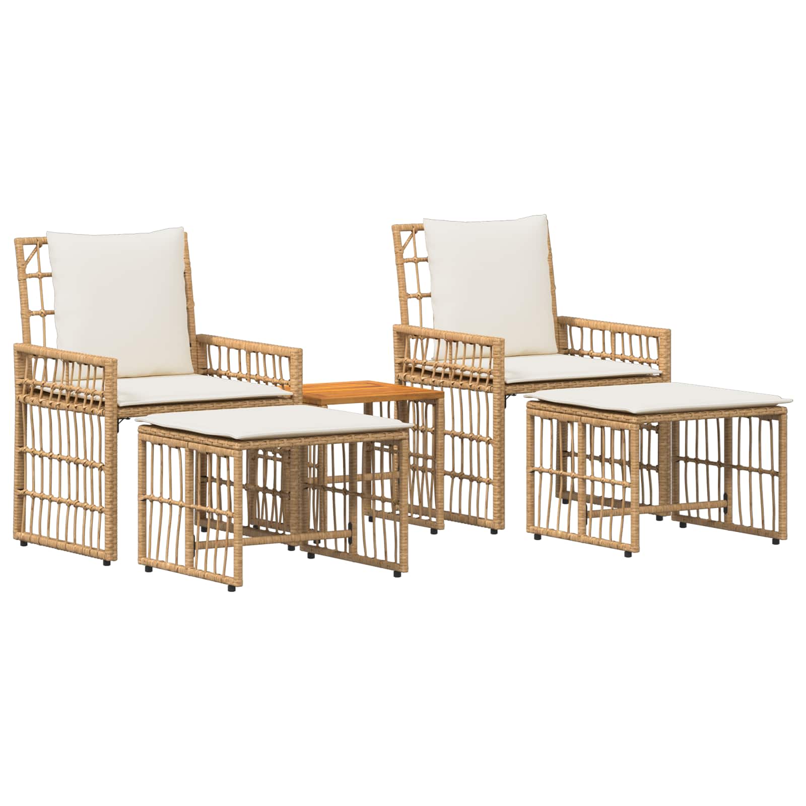 Set vanjskog namještaja 5 pcs Prirodna i krema bijela