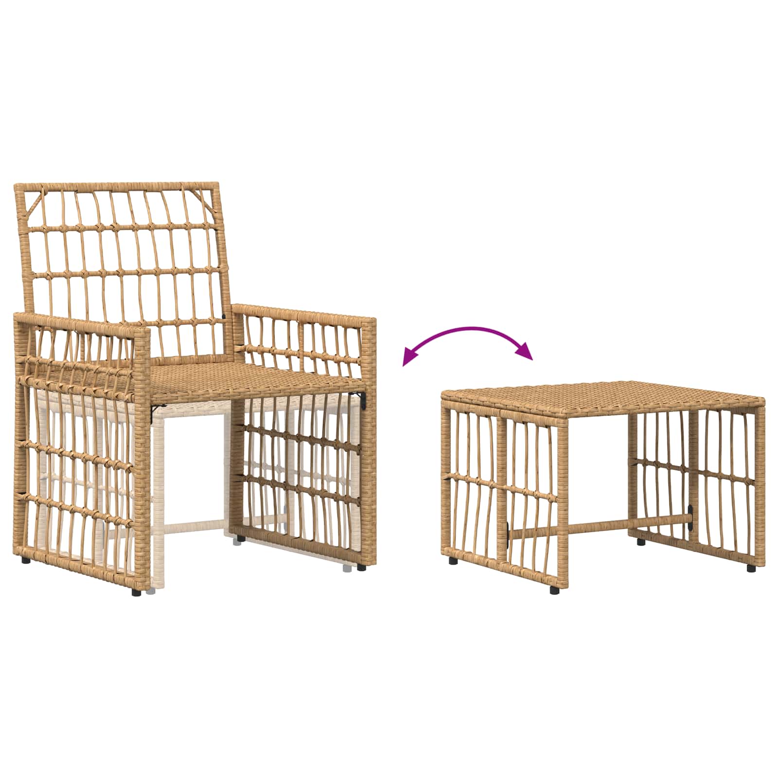 Set vanjskog namještaja 5 pcs Prirodna i krema bijela