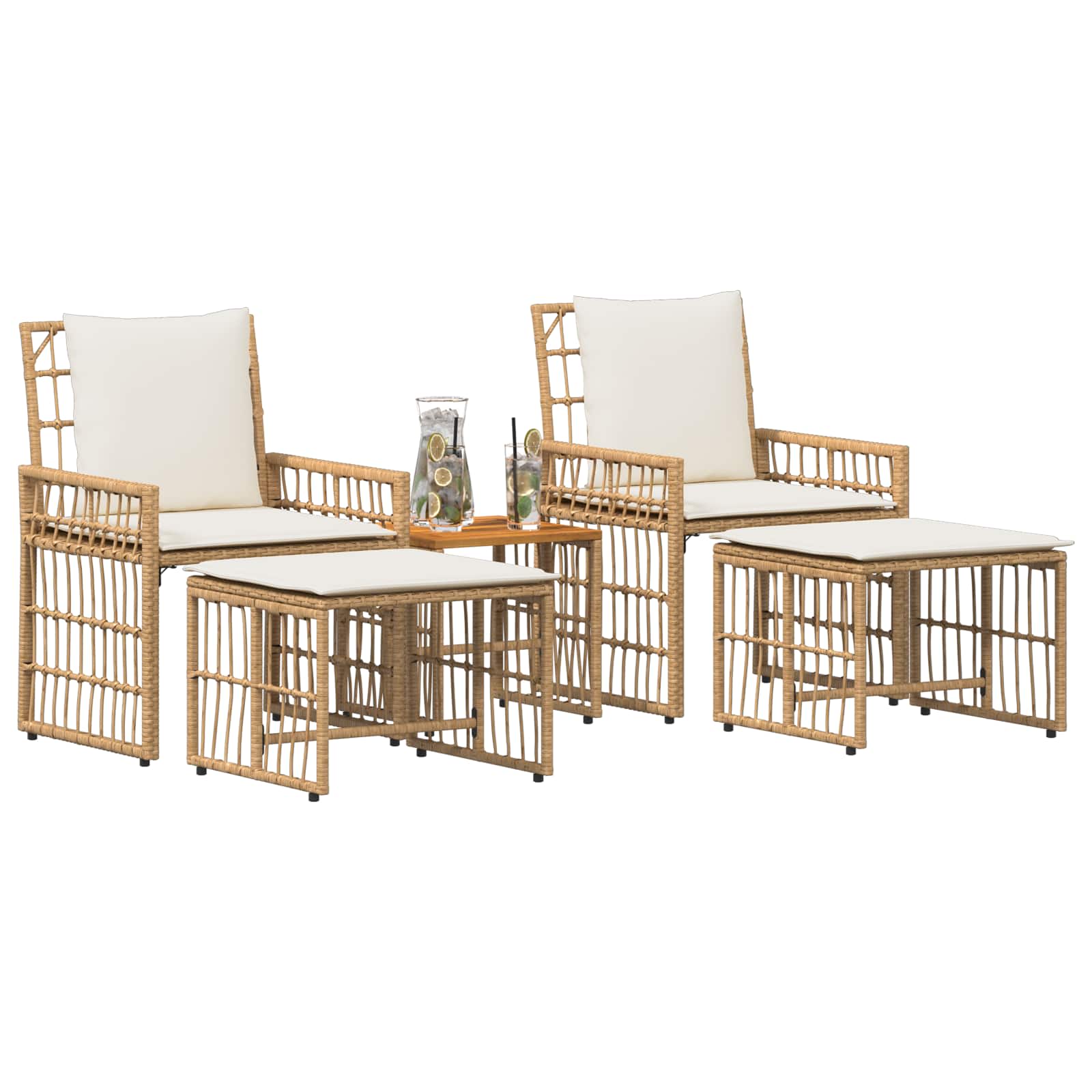 Set vanjskog namještaja 5 pcs Prirodna i krema bijela