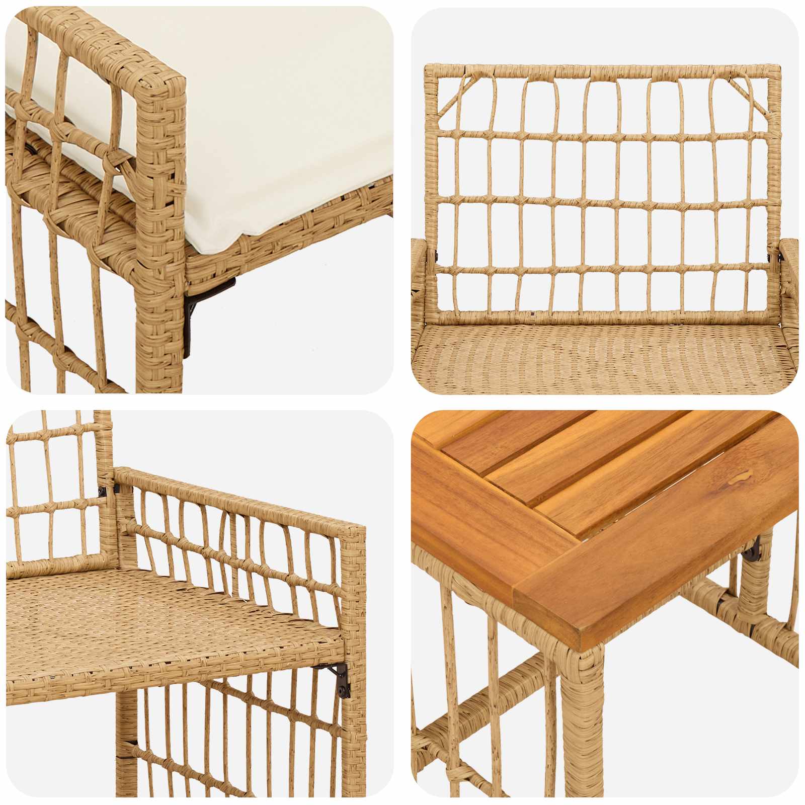 Set vanjskog namještaja 3 pcs Prirodna i krema bijela
