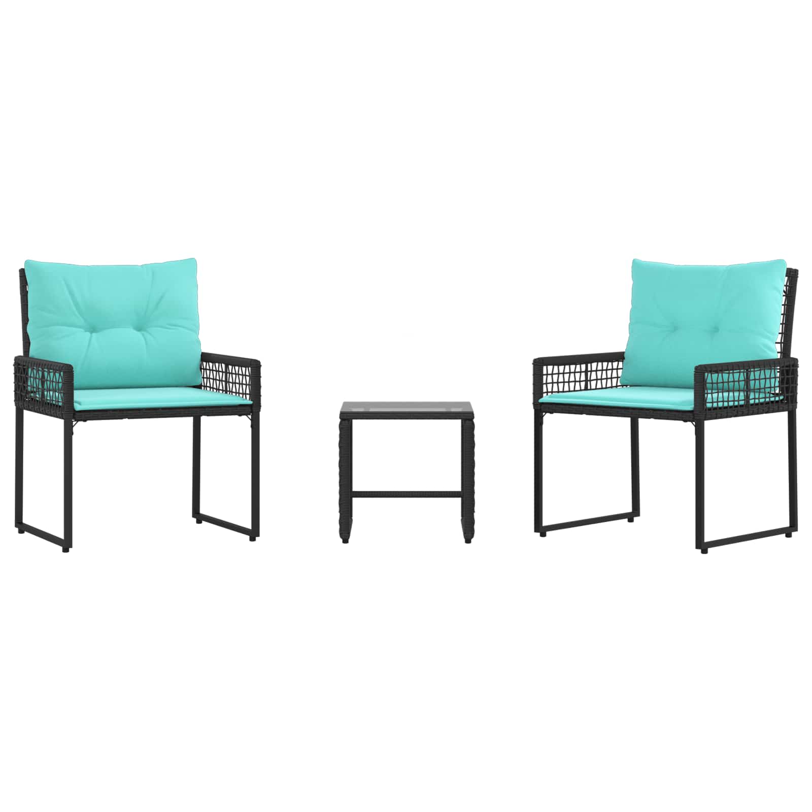 Set vanjskog namještaja s jastukom 3 pcs Crna i Tirkizna