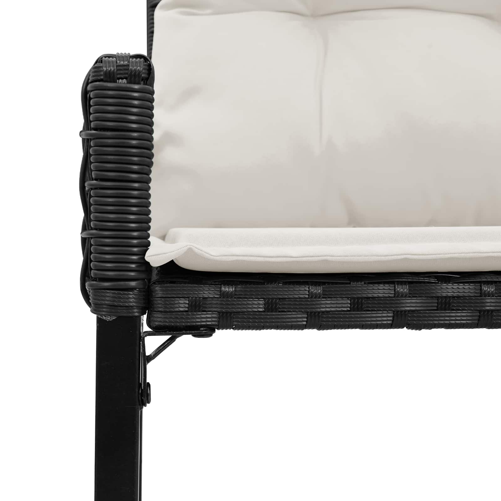 Vanjska klupa s jastukom Crna i krem-bijela 118 x 55 x 82 cm