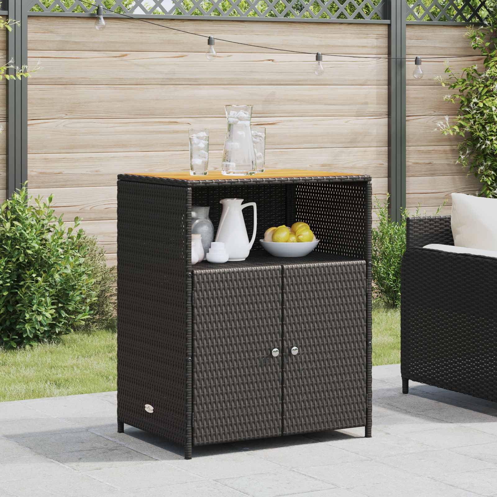 Cabinet s policom Crna 70 x 50 x 87 cm Poliester i Roly Rattan