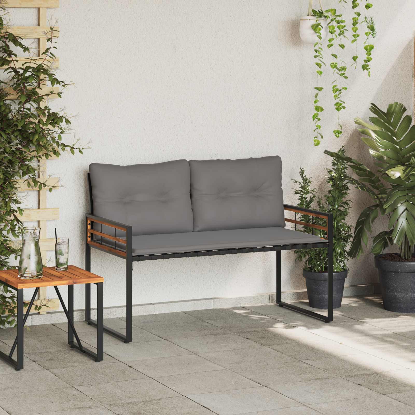 Drvena klupska klupa s jastukom Svijetlo siva 114 x 55 x 77 cm