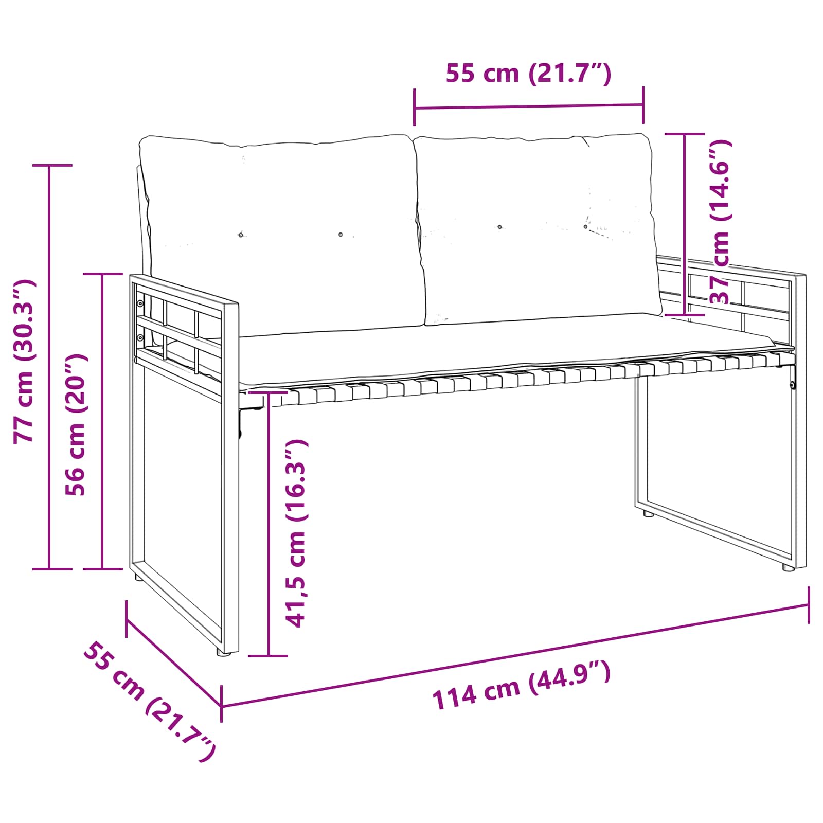 Drvena klupska klupa s jastukom Svijetlo siva 114 x 55 x 77 cm