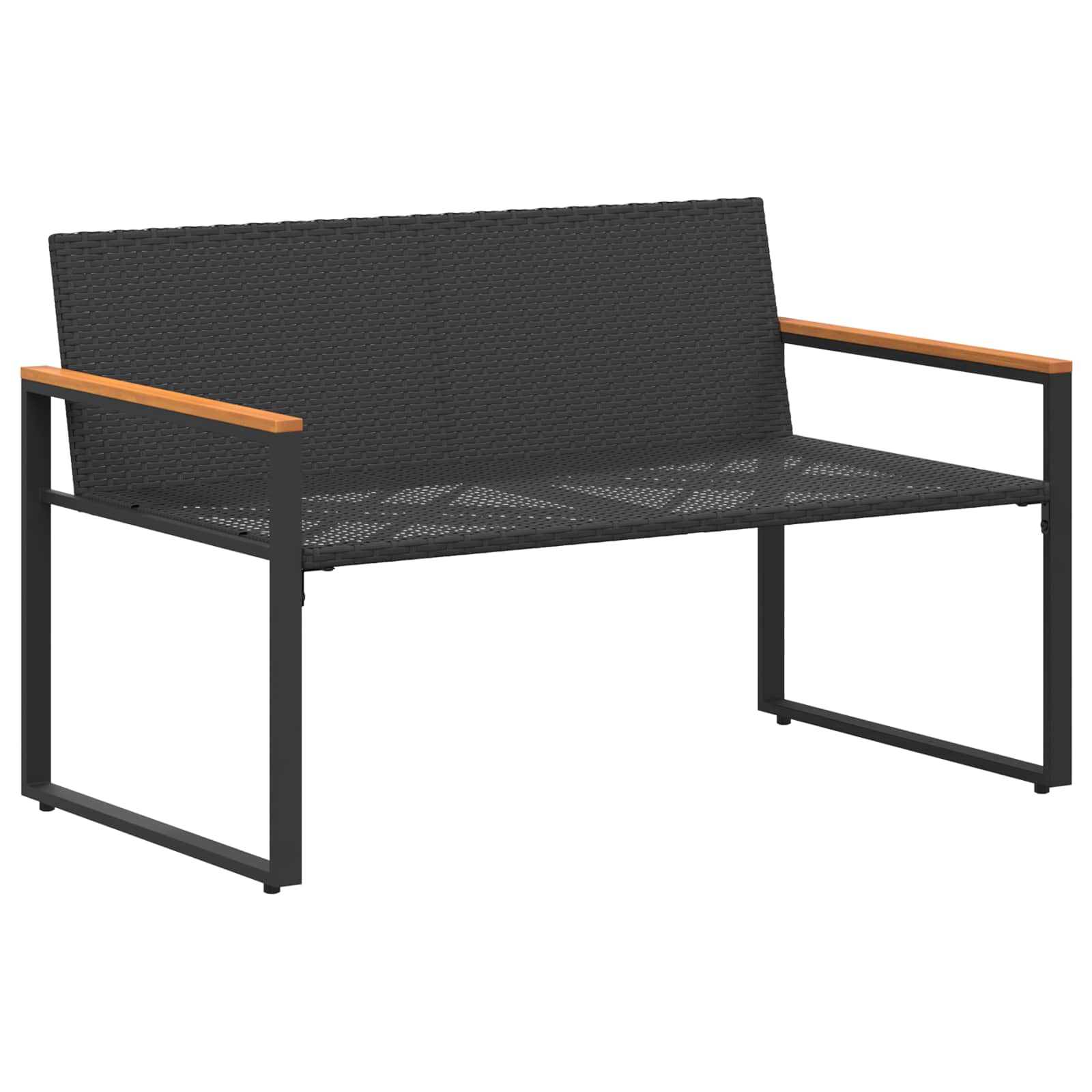 klupa s jastukom Crna i krem-bijela 115 x 65 x 72 cm Ratan