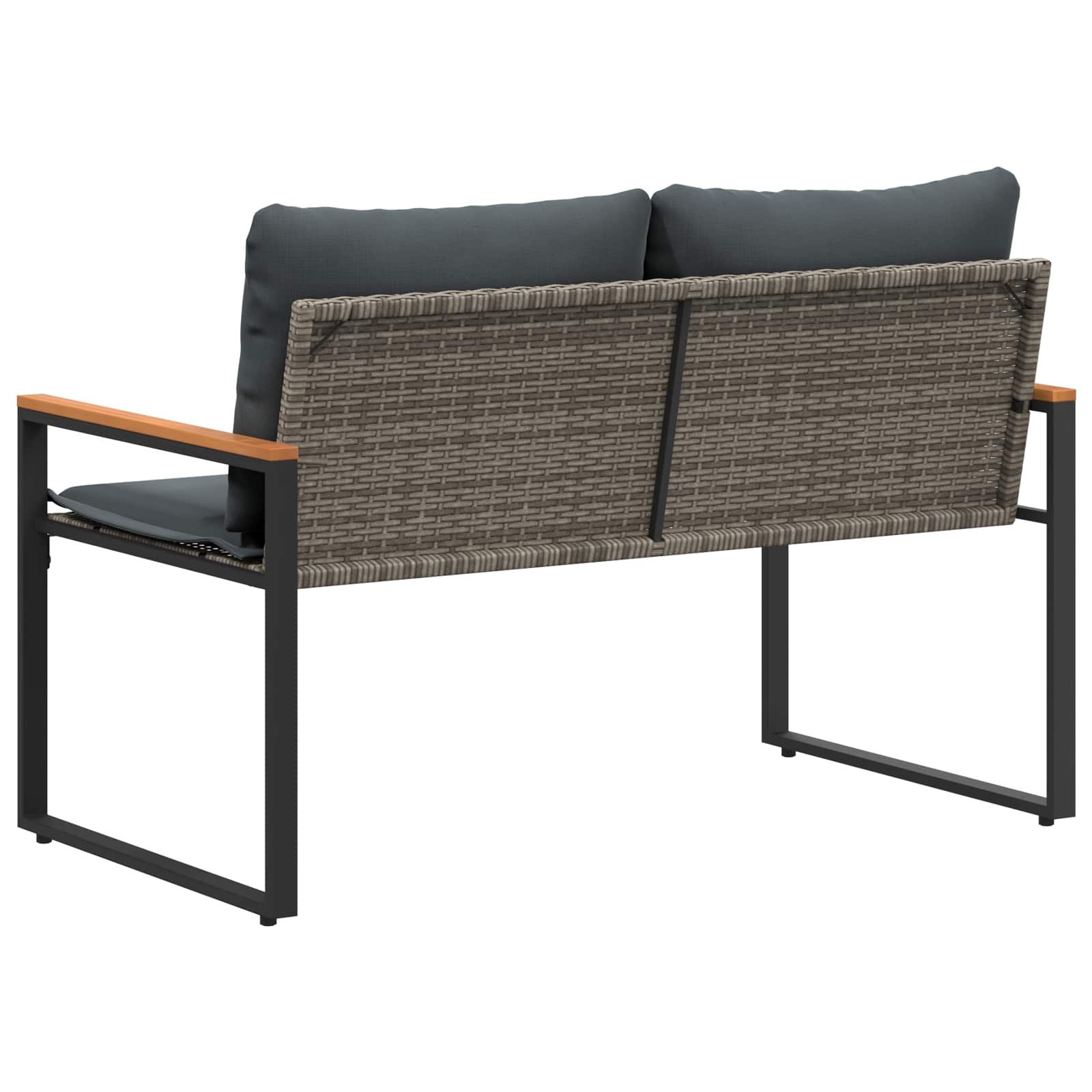klupa s jastukom Siva i tamno siva 115 x 65 x 72 cm Ratan
