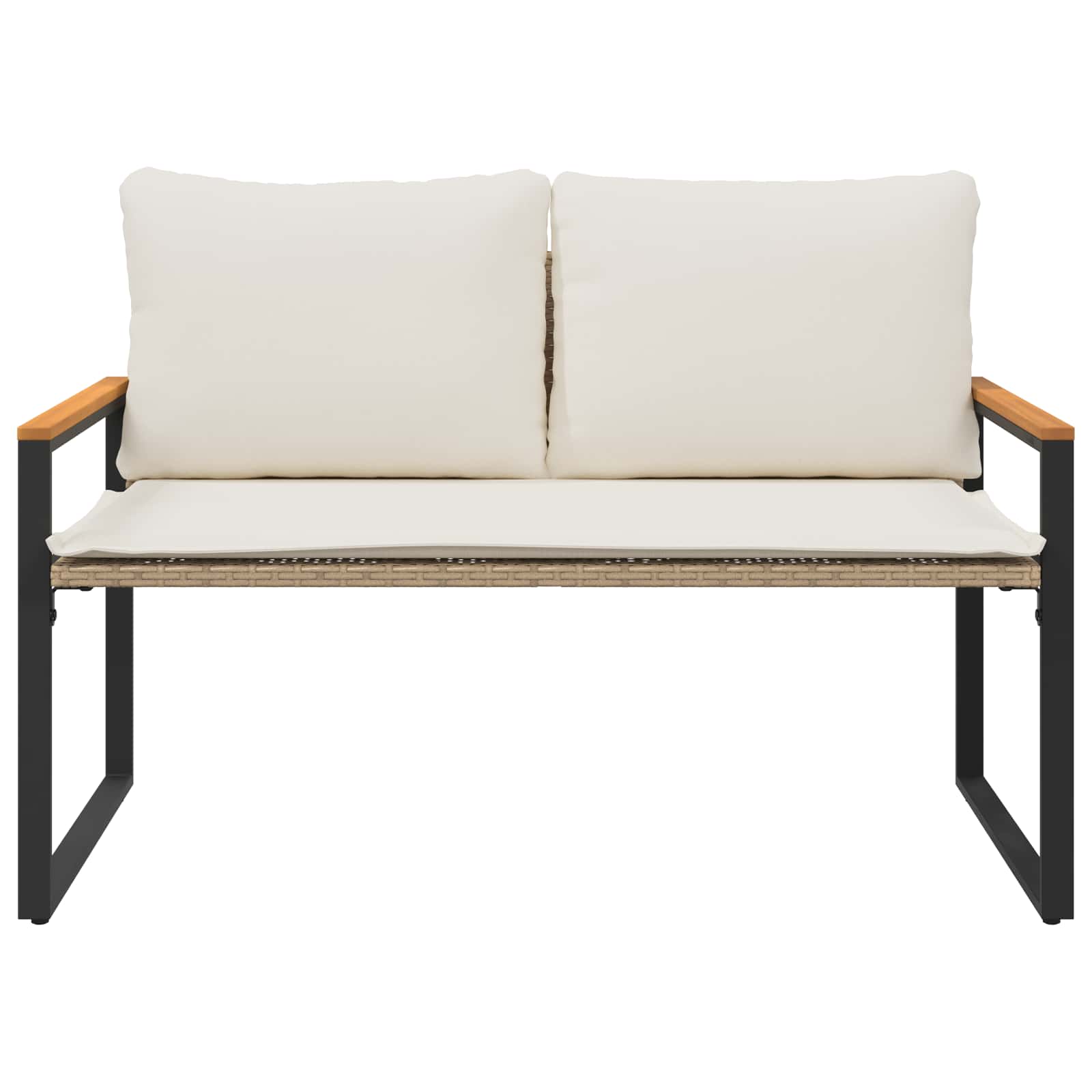 klupa s jastukom Bež i krem bijela 115 x 65 x 72 cm Ratan