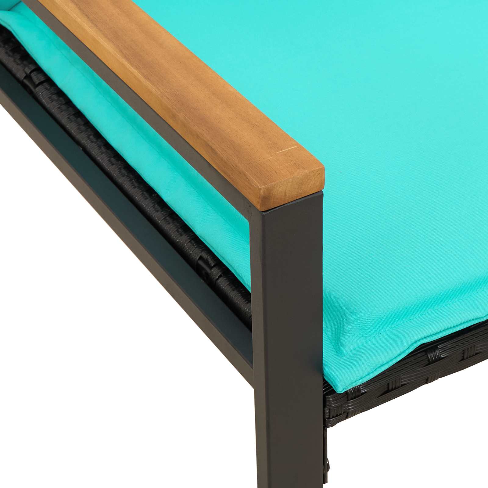 klupa s jastukom Crna i Tirkizna 115 x 65 x 72 cm Ratan