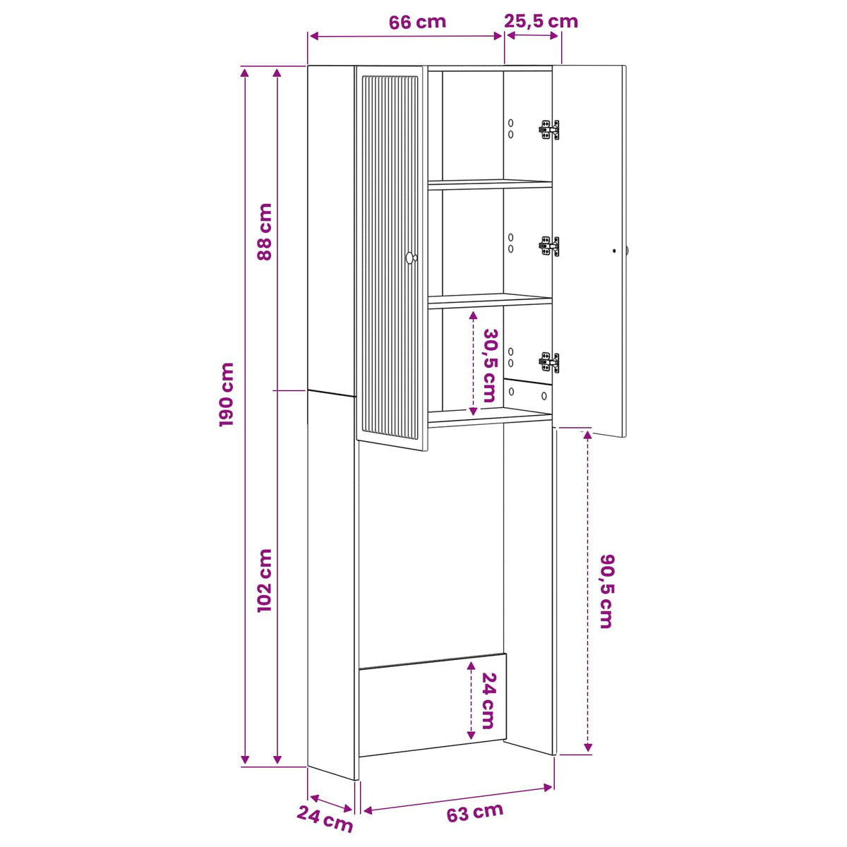 Kabinetska WC EDE Staro drvo 66 x 25,5 x 190 cm