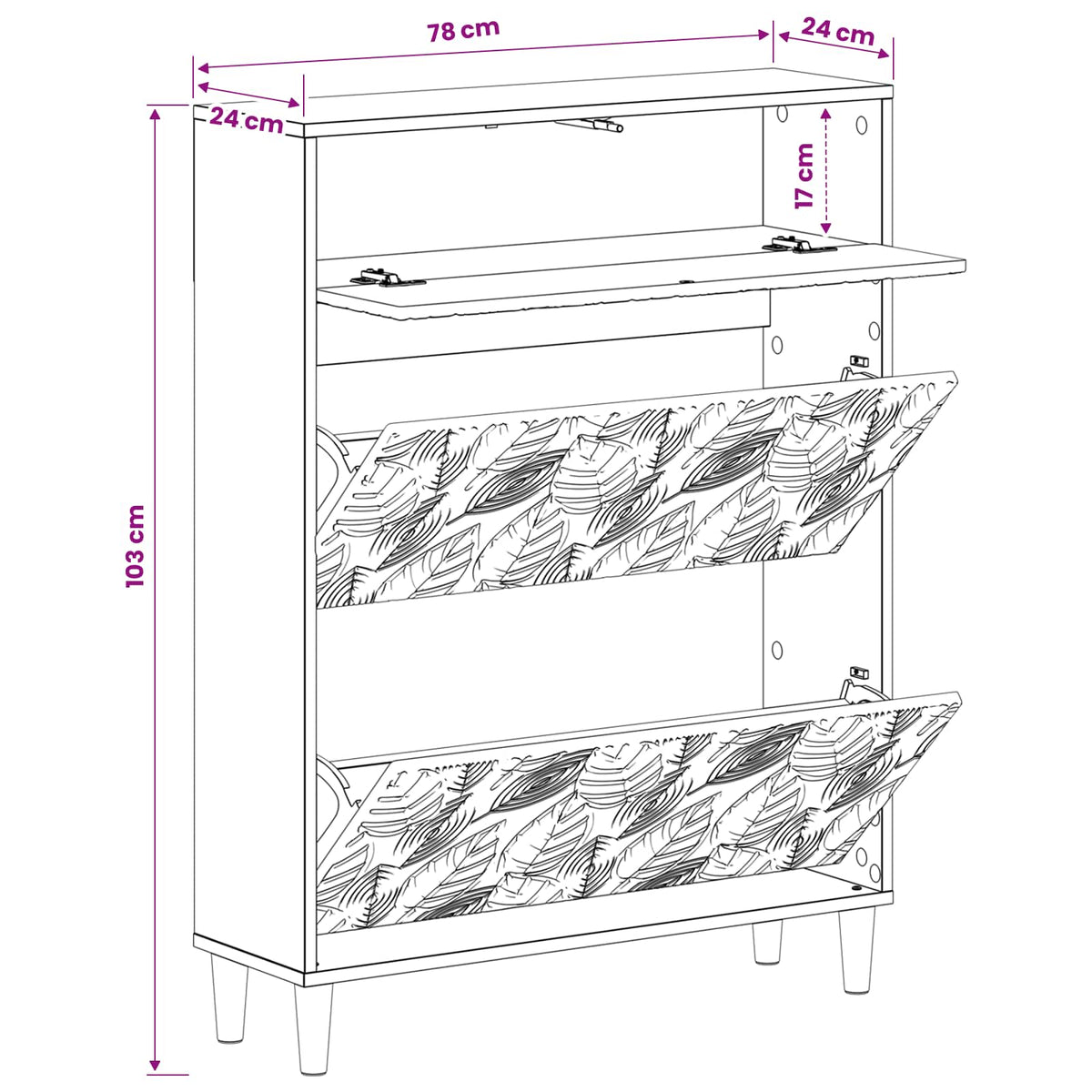 Ormar za cipele DELFT 78 x 24 x 103 cm Konstruirano drvo