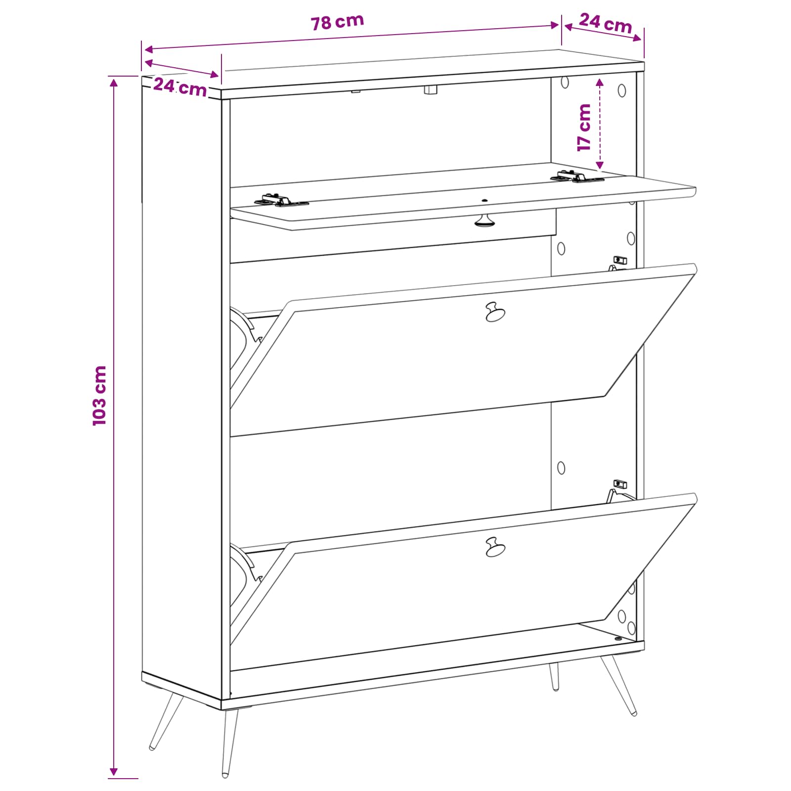 Ormar za cipele BREDA 78 x 24 x 103 cm Konstruirano drvo Bijela