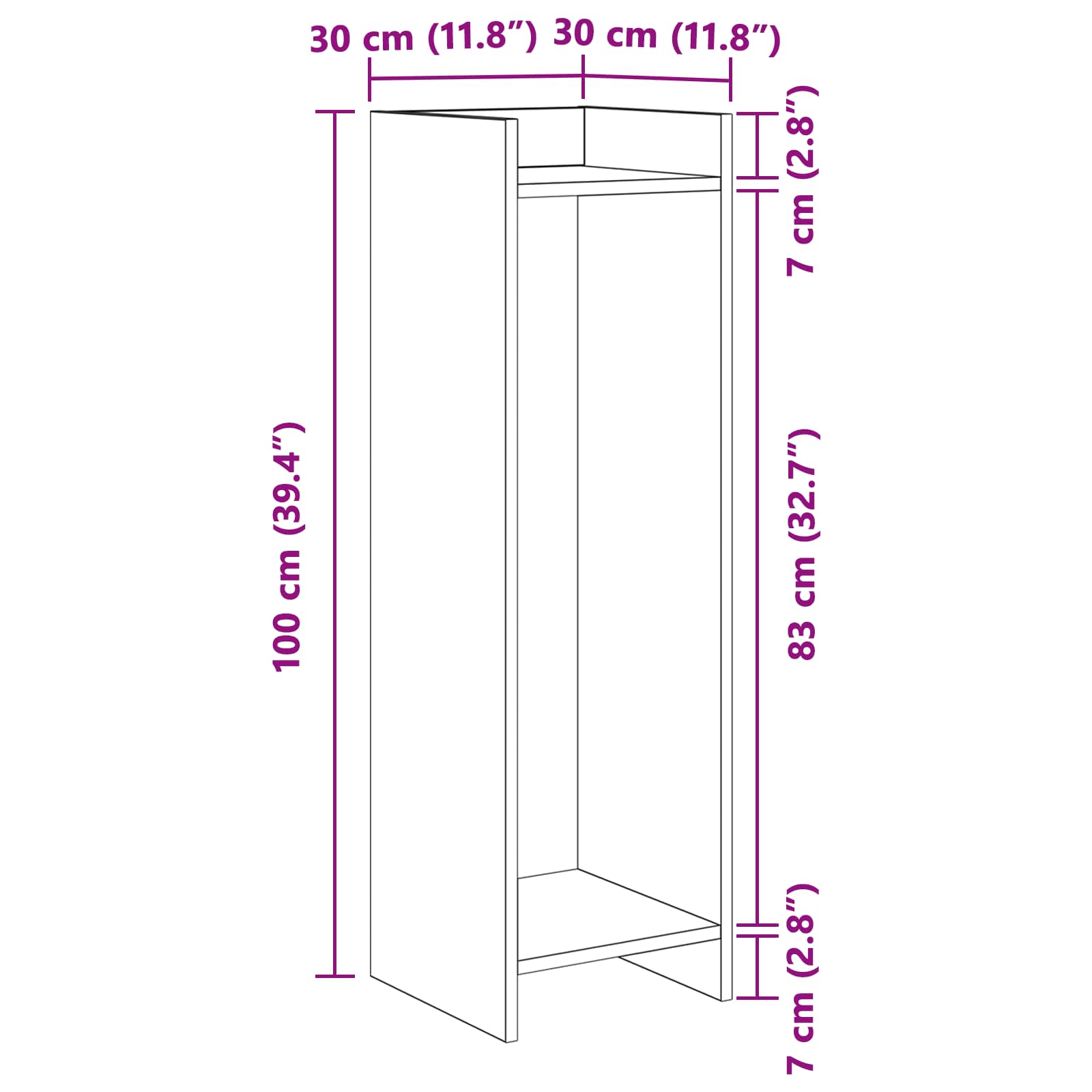 Stalak za biljke s policom 2 pcs Bijeli 30 x 30 x 100 cm