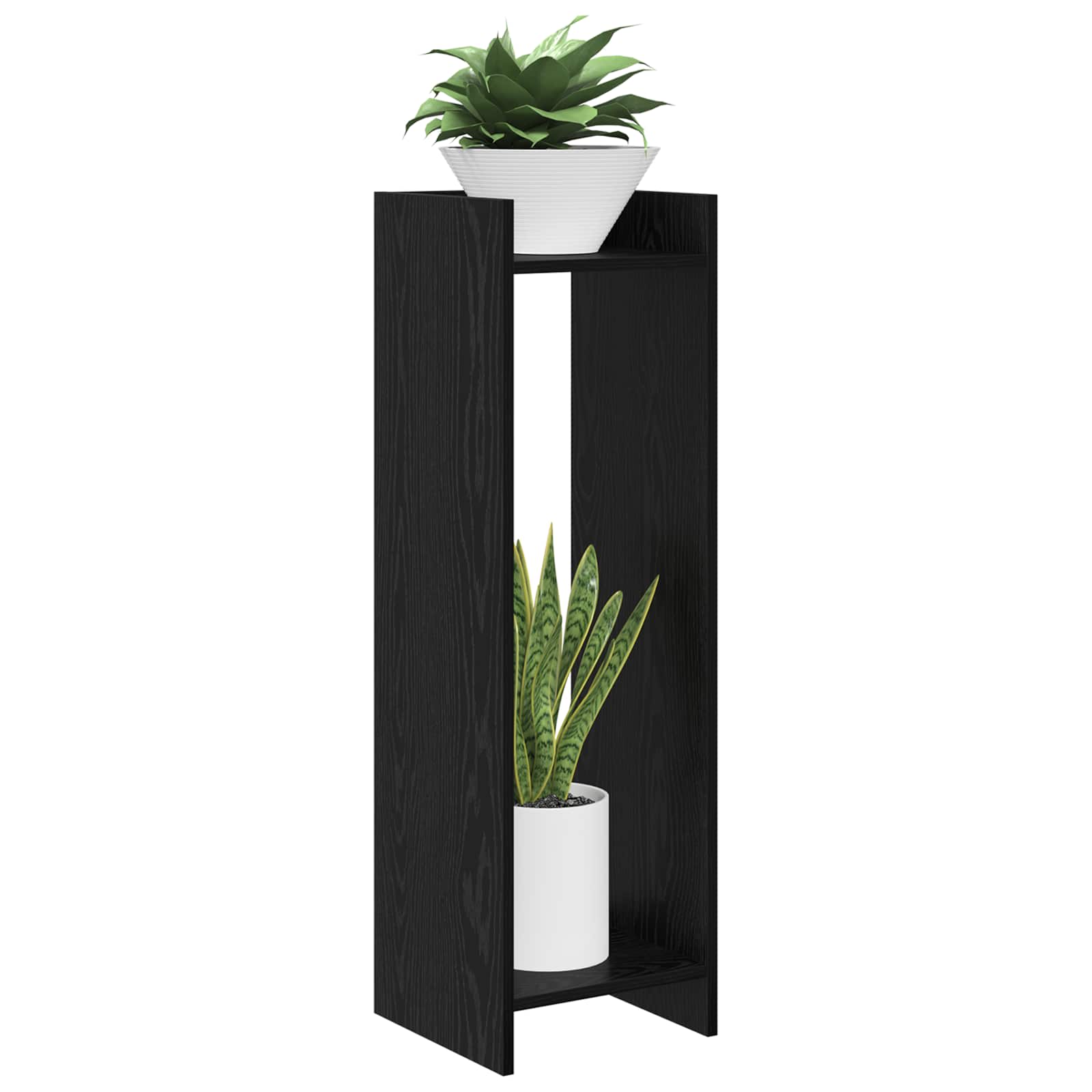Stalak za biljke s policom 2 pcs Crni Hrast 30 x 30 x 100 cm