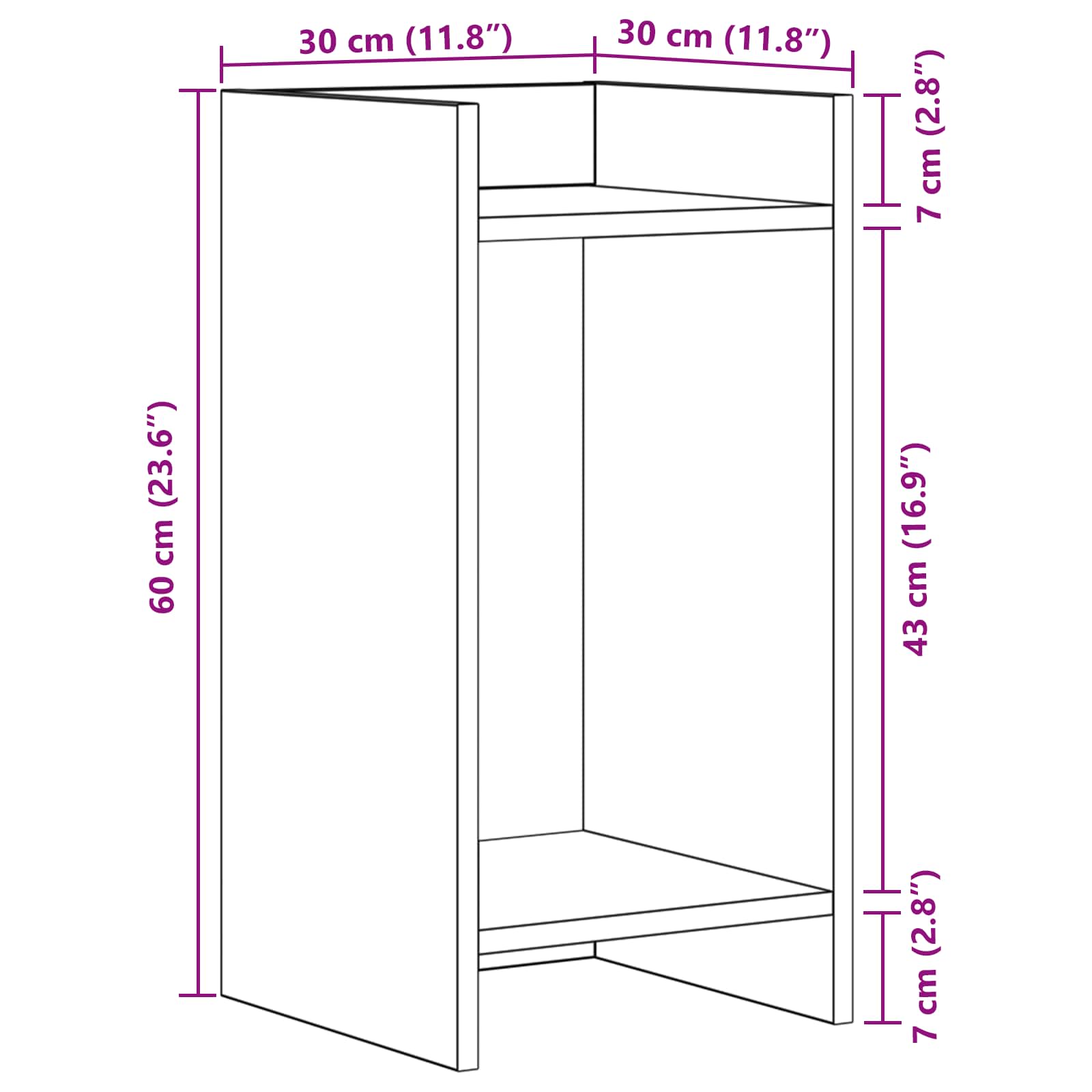 Stalak za biljke s policom Dimljeni Hrast 30 x 30 x 60 cm