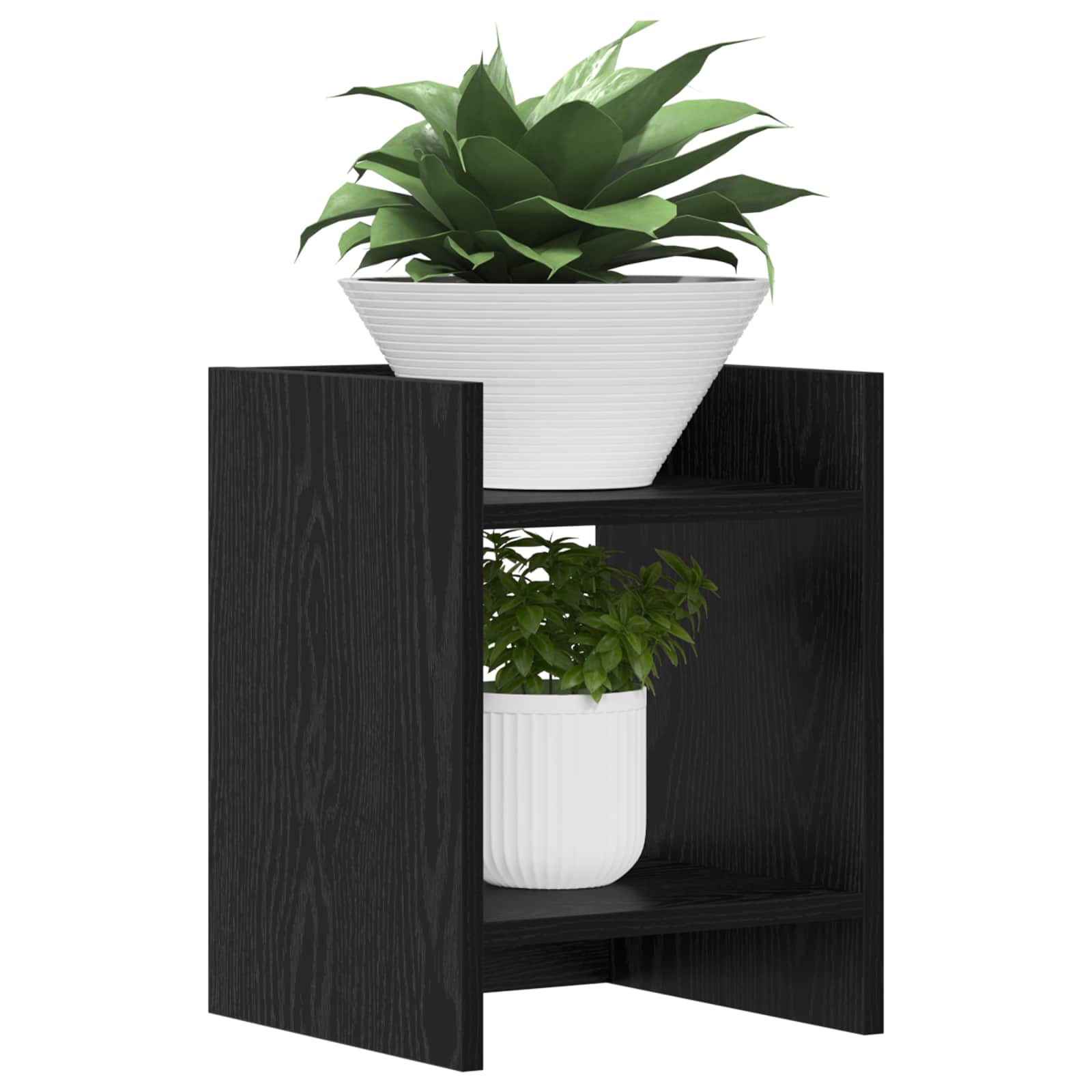 Stalak za biljke s policom 2 pcs Crni Hrast 30 x 30 x 40 cm