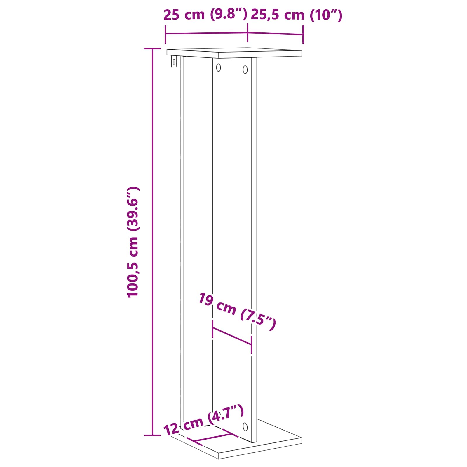 Stalak za biljke Crni Hrast 25 x 25,5 x 100,5 cm