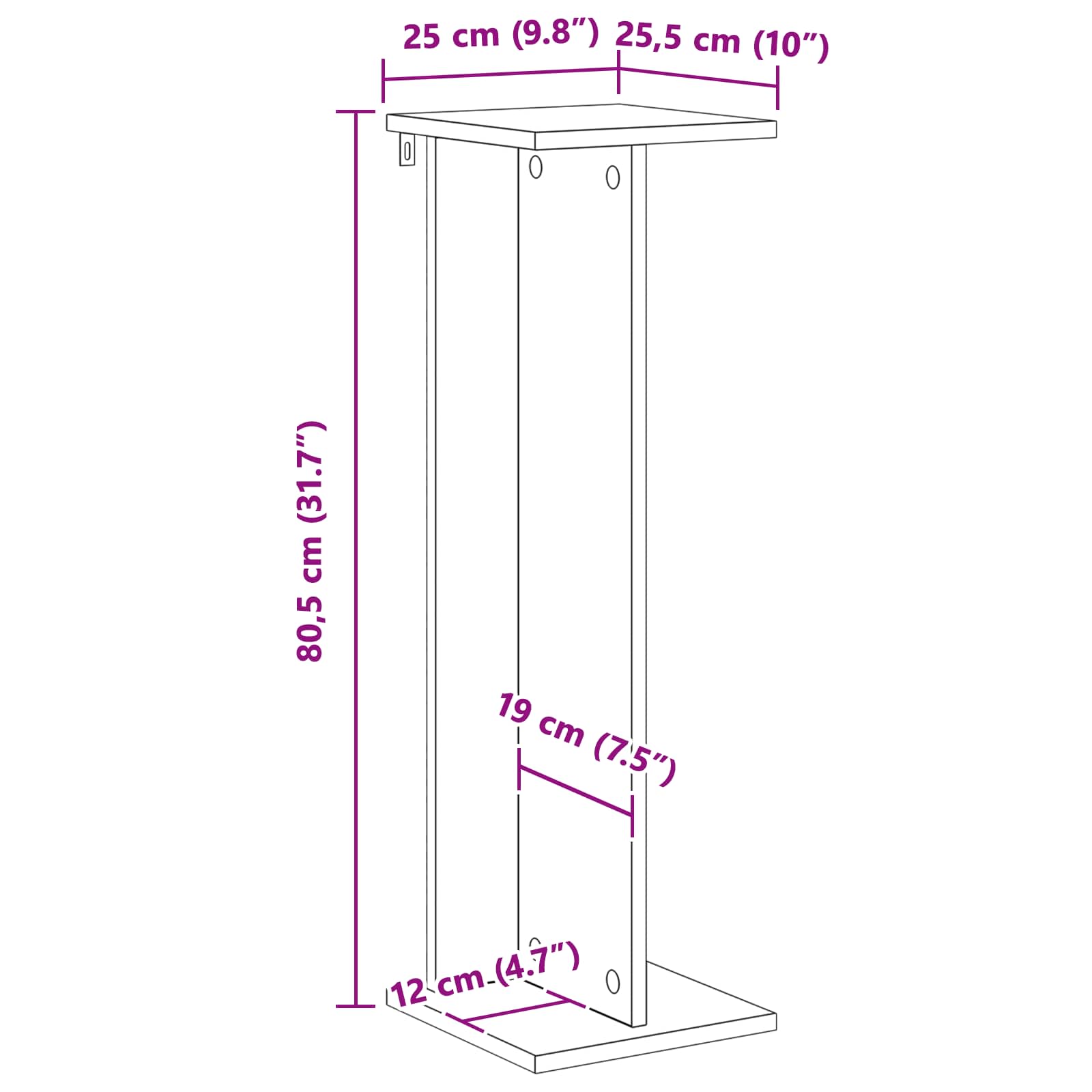 Stalak za biljke Bijeli 25 x 25,5 x 80,5 cm Konstrukcijsko drvo