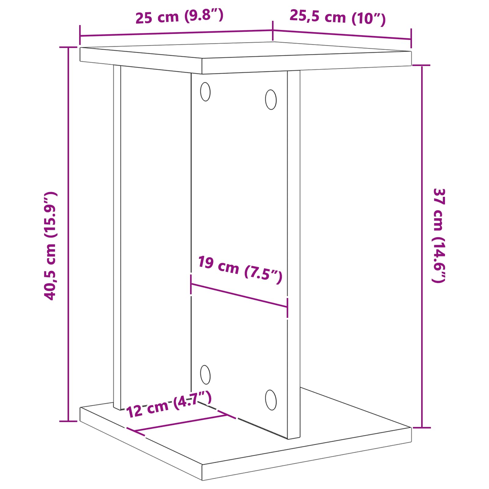 Stalak za biljke Crni Hrast 25 x 25,5 x 40,5 cm