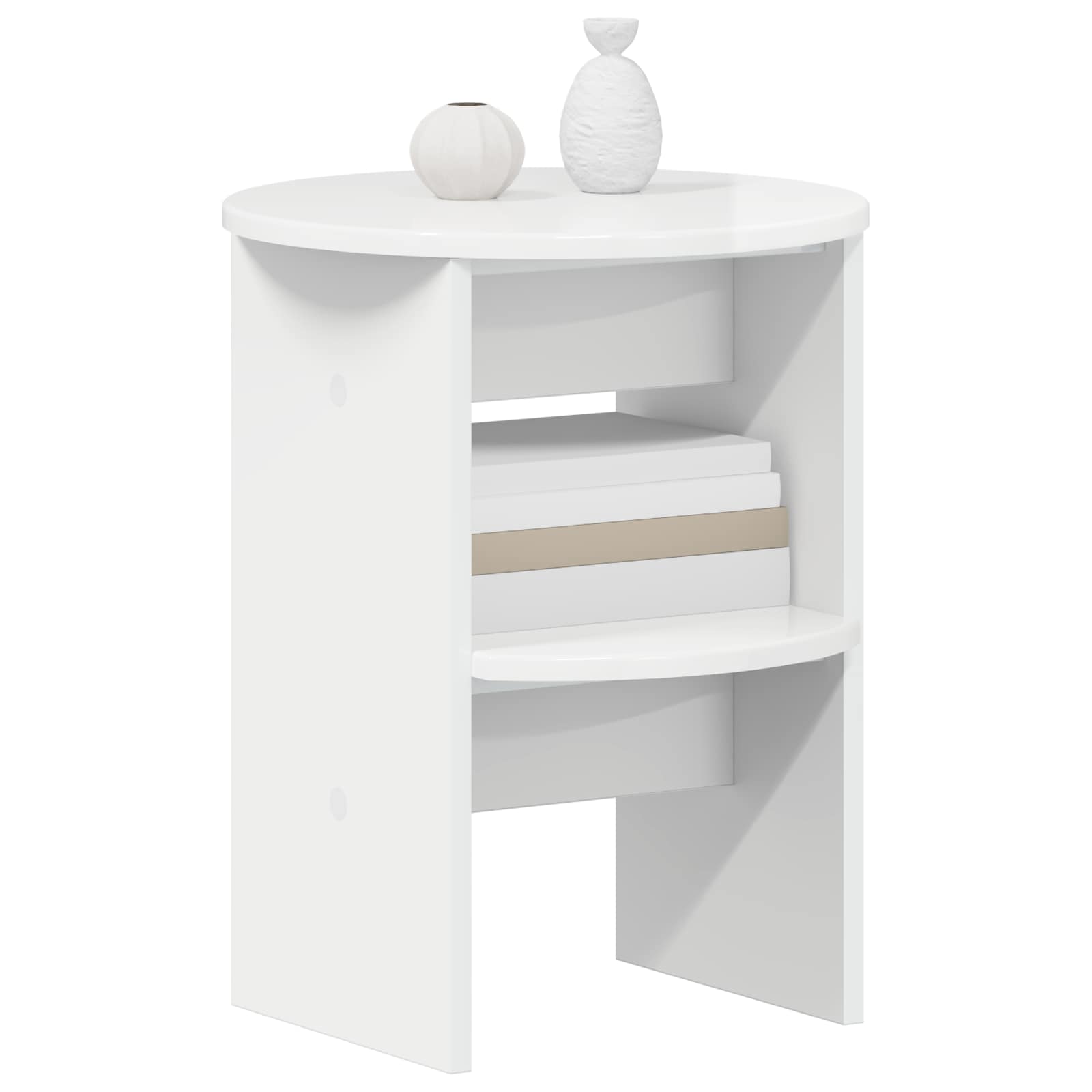 Pomoćni ormarić 2 pcs Visoki Sjaj Bijeli Ø40 x 50 cm