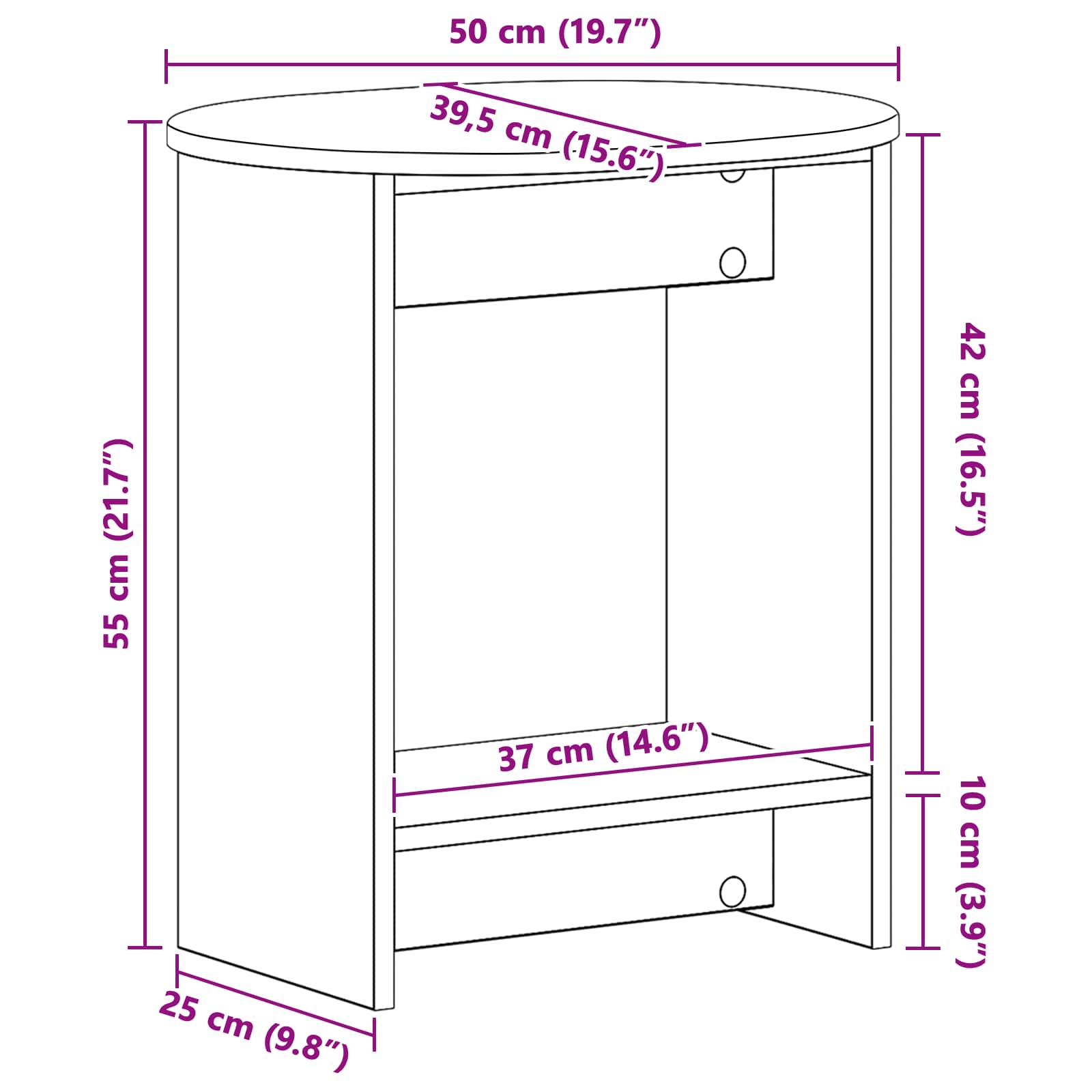 Bocni stol Bijela 50 x 39,5 x 55 cm Konstruirano drvo
