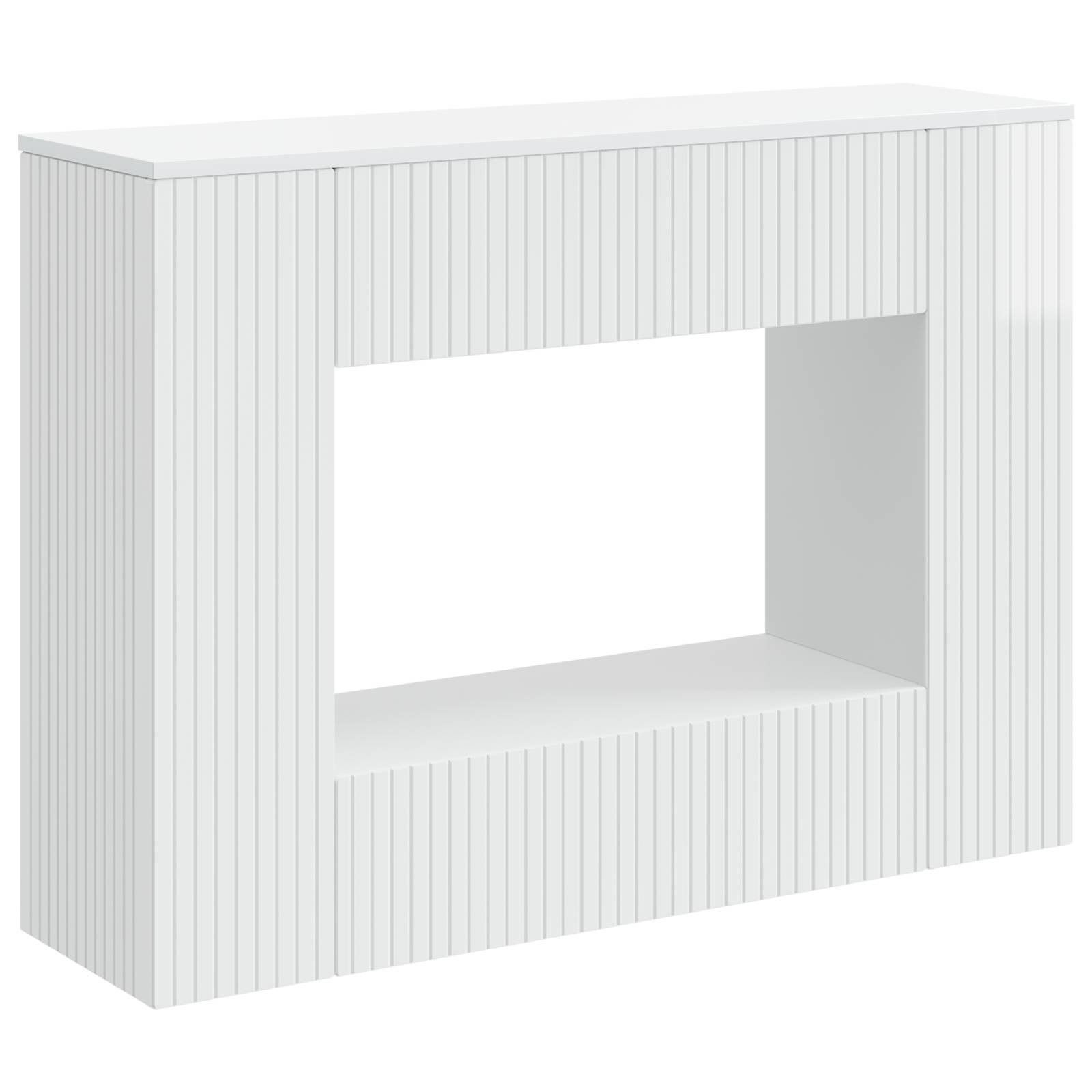 Konzolna stolica Prugasti Visoki Sjaj Bijeli 101 x 29 x 74 cm