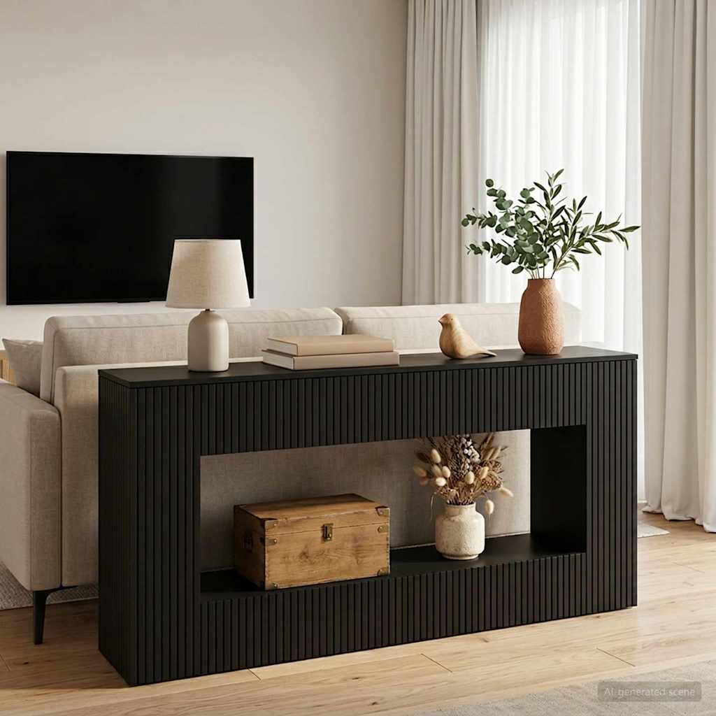 Konzolna stolica Crna 155 x 29 x 74 cm Konstrukcijsko drvo