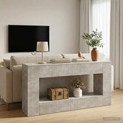 Konzolna stolica Prugasti Betonsko Siva 155 x 29 x 74 cm