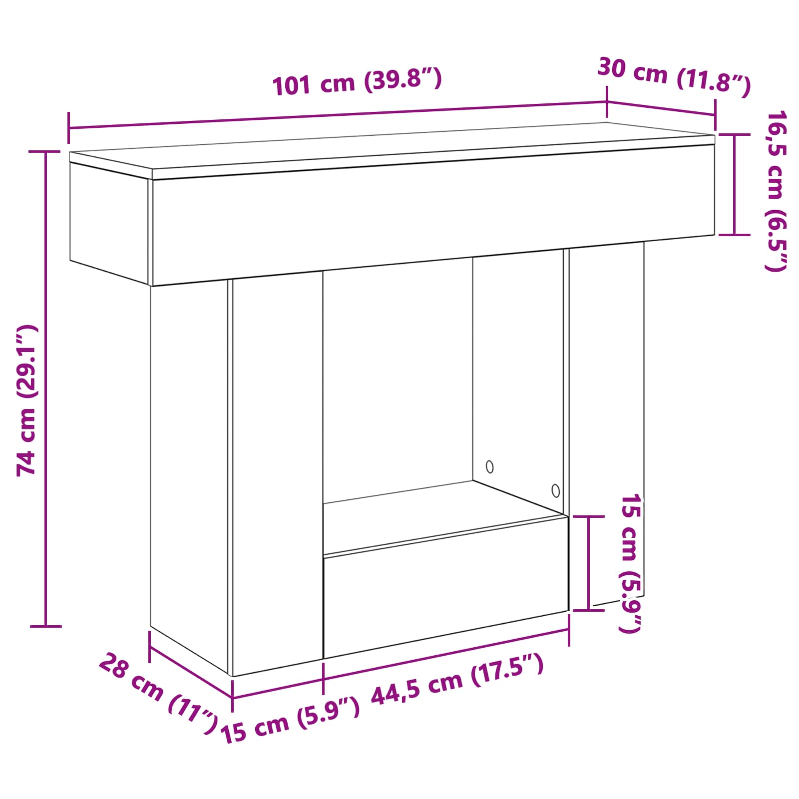 Crni Hrast 101 x 30 x 74 cm
