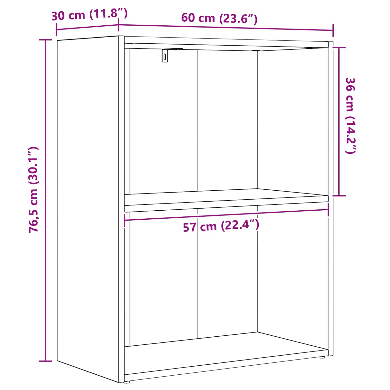 Polica Crni hrast 60 x 30 x 76.5 cm Konstruirano drvo