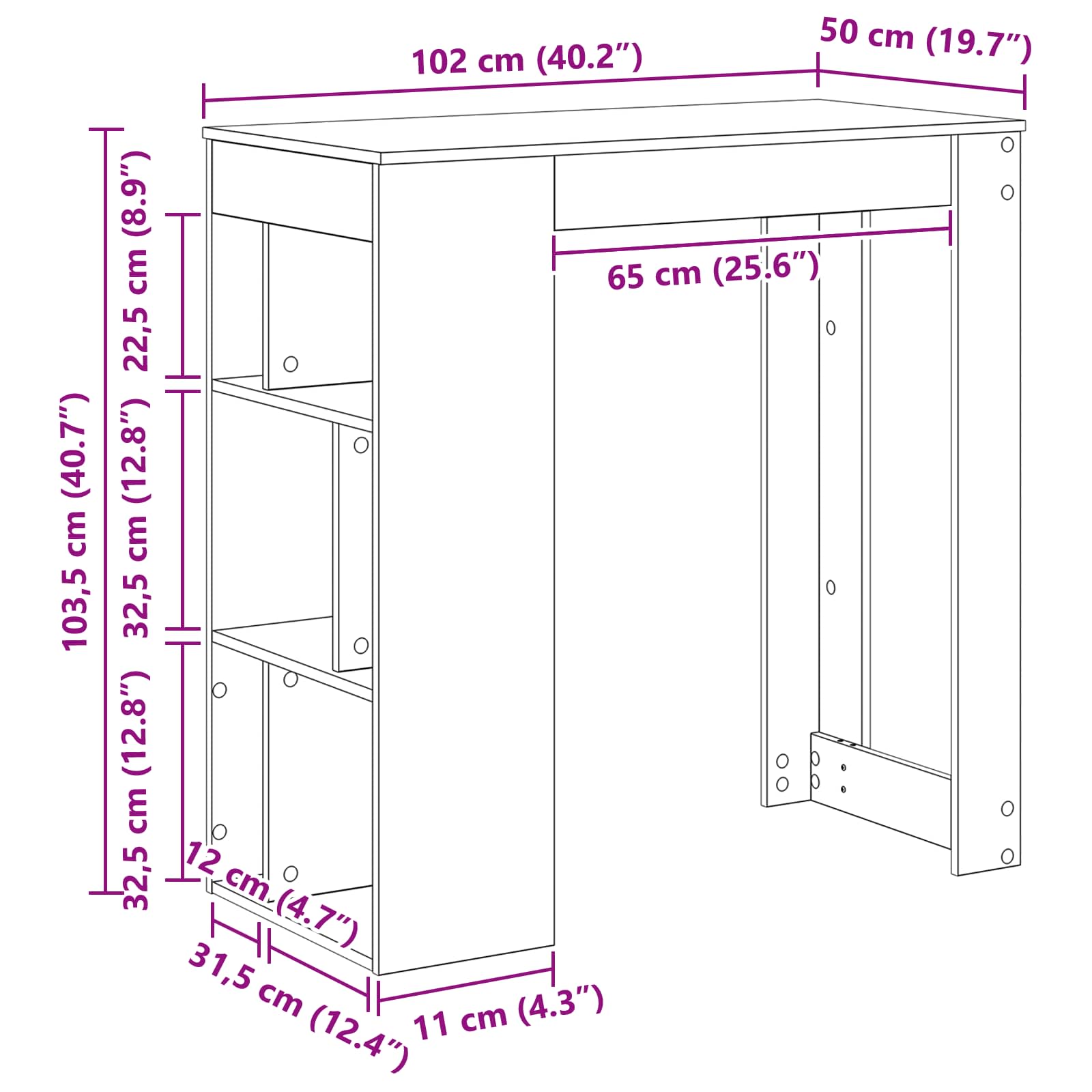 Stol za bar Crni hrast 102 x 50 x 103,5 cm Konstruirano drvo