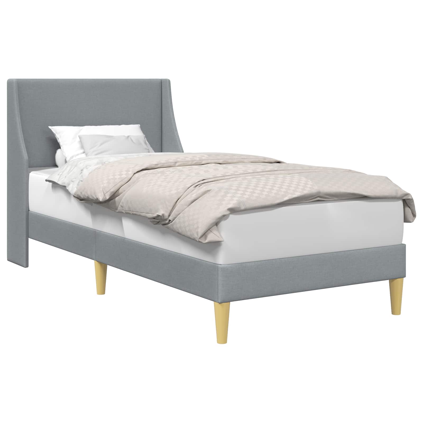 Krevetna konstrukcija Svijetlo siva 90 x 200 cm tkanina