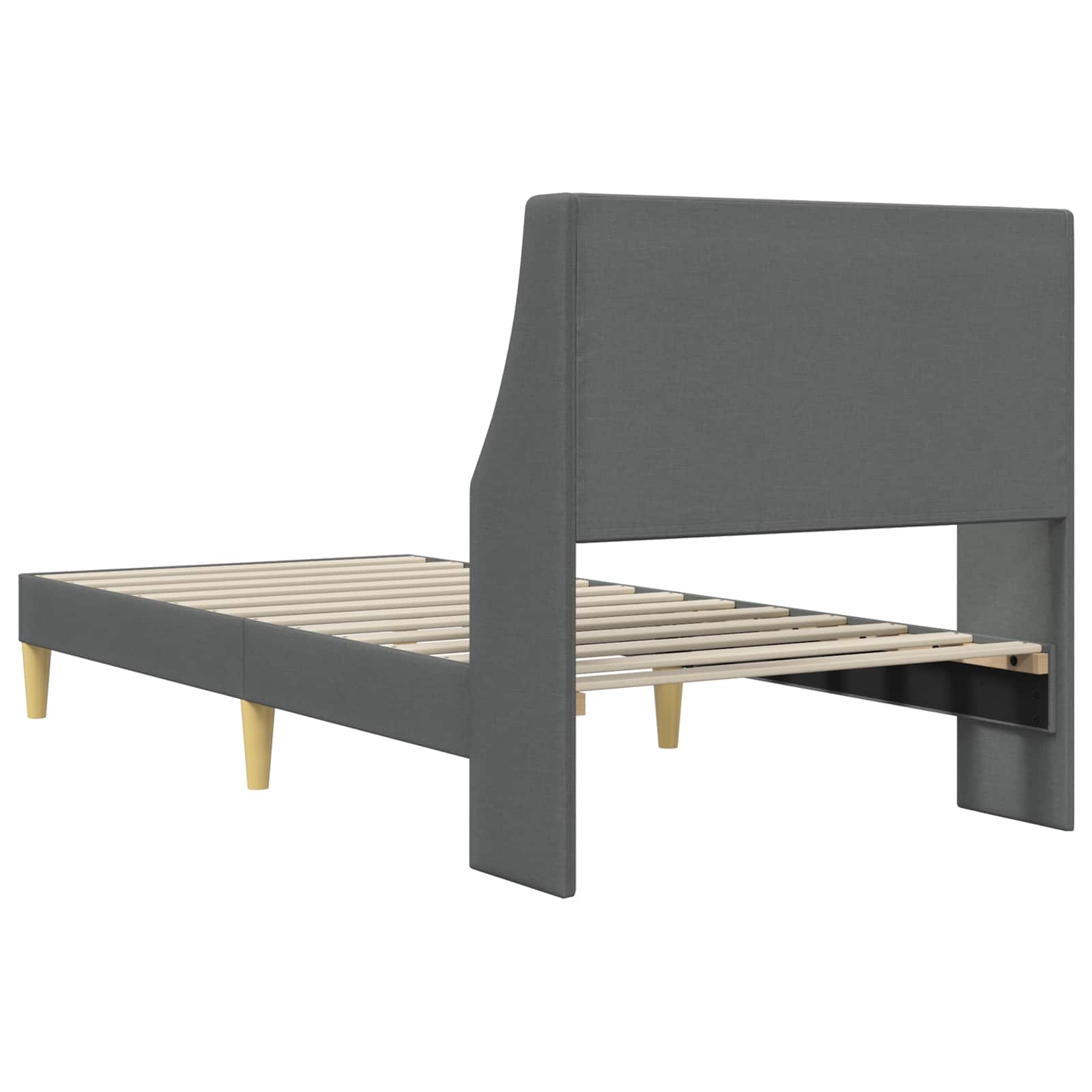 Krevetna konstrukcija Jednobojno Tamno siva 90 x 200 cm tkanina