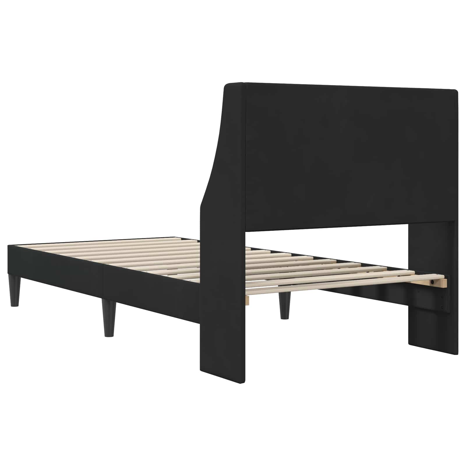 Krevetna konstrukcija s uzglavljem Crna 90 x 190 cm Baršun