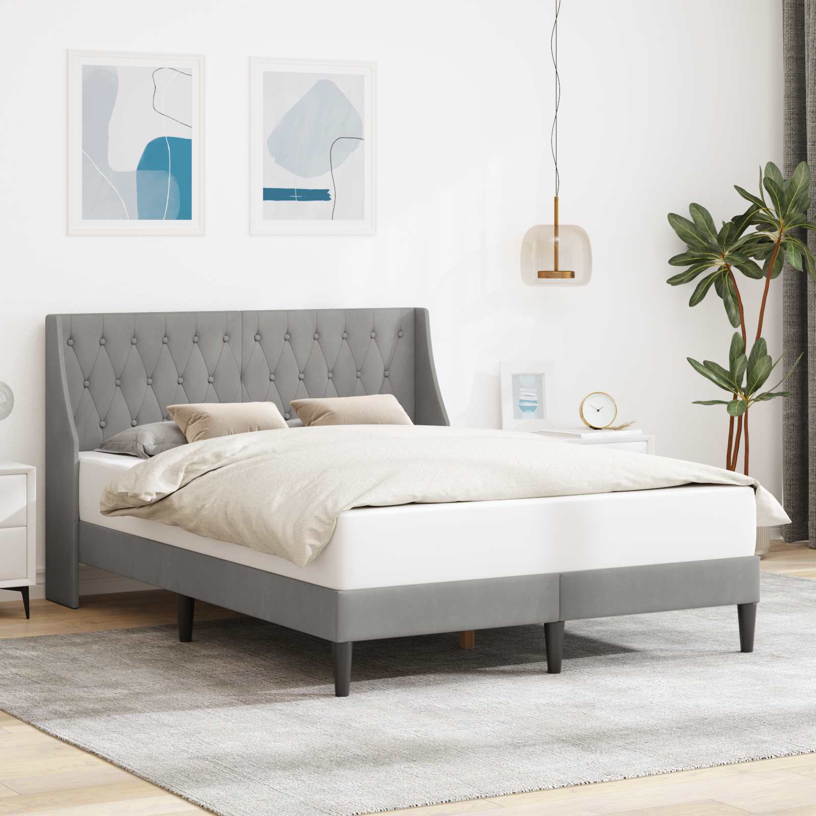 Krevetna konstrukcija Svijetlo siva 140 x 200 cm Baršun