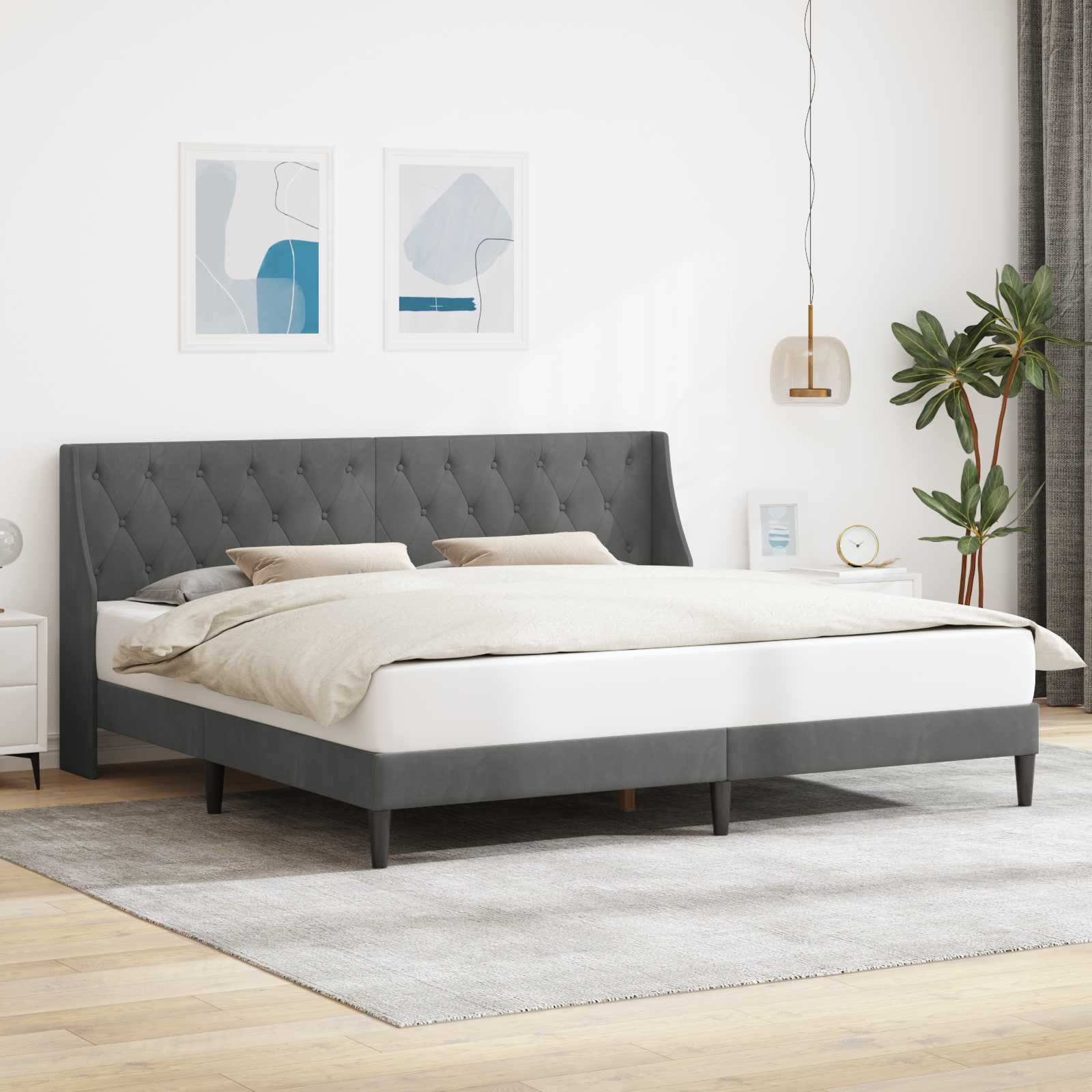 Krevetna konstrukcija Tamno siva 200 x 200 cm Baršun