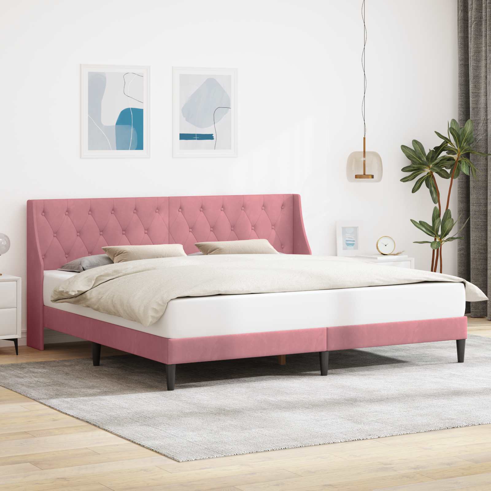 Krevetna konstrukcija Ružičasta 200 x 200 cm Baršun