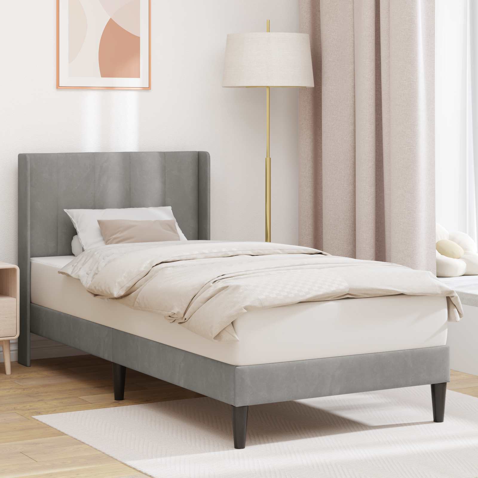 Krevetna konstrukcija Svjetlosiva 80 x 200 cm Baršun