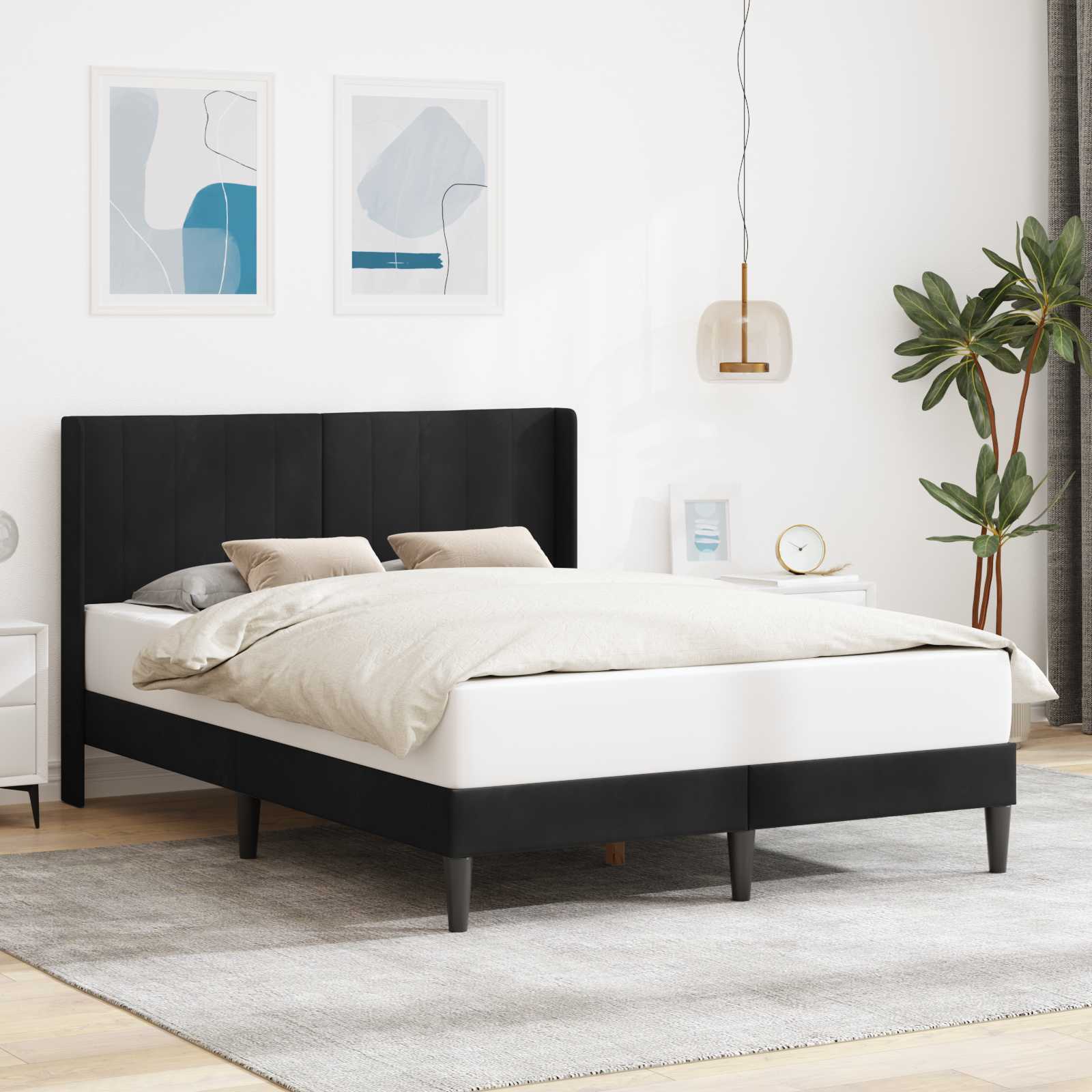 Krevetna konstrukcija s uzglavljem Crna 120 x 200 cm Baršun
