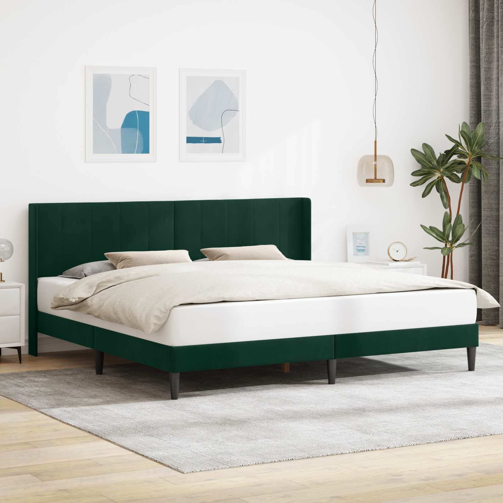 Krevetna konstrukcija Tamnozelena 200 x 200 cm Baršun