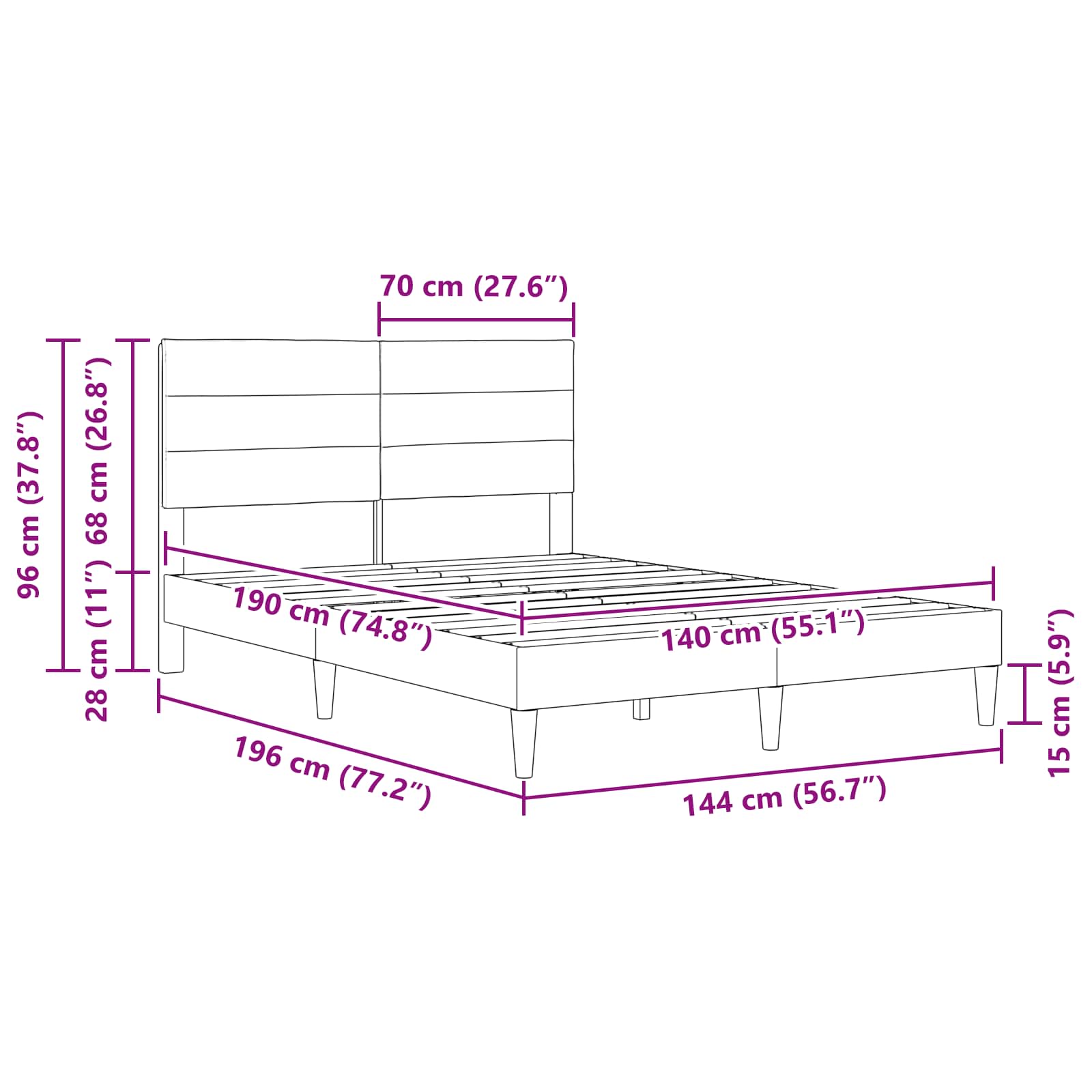 Krevetna konstrukcija Tamnozelena 140 x 190 cm Tkanina