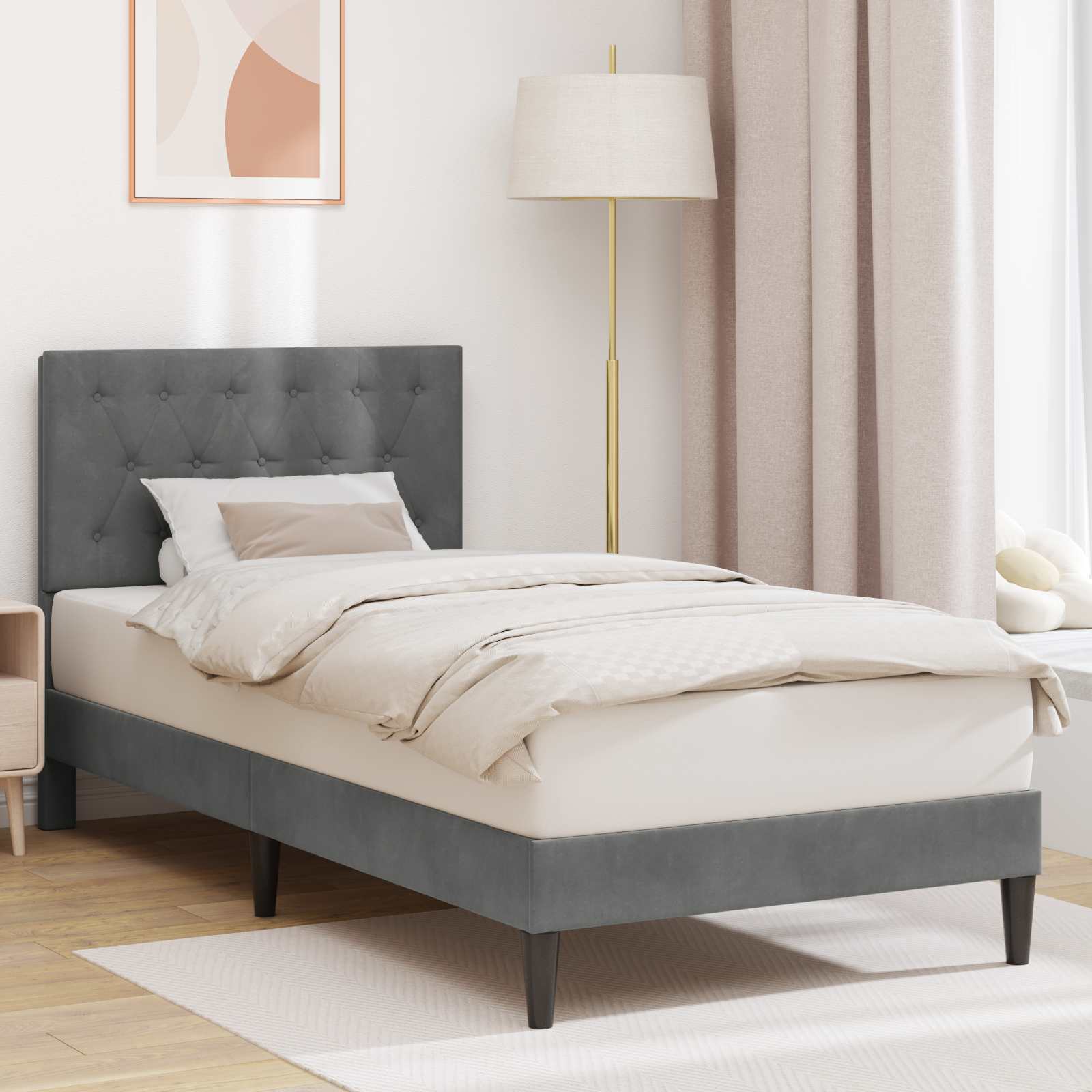 Krevetna konstrukcija s uzglavljem Tamnosiva 80 x 200 cm Baršun