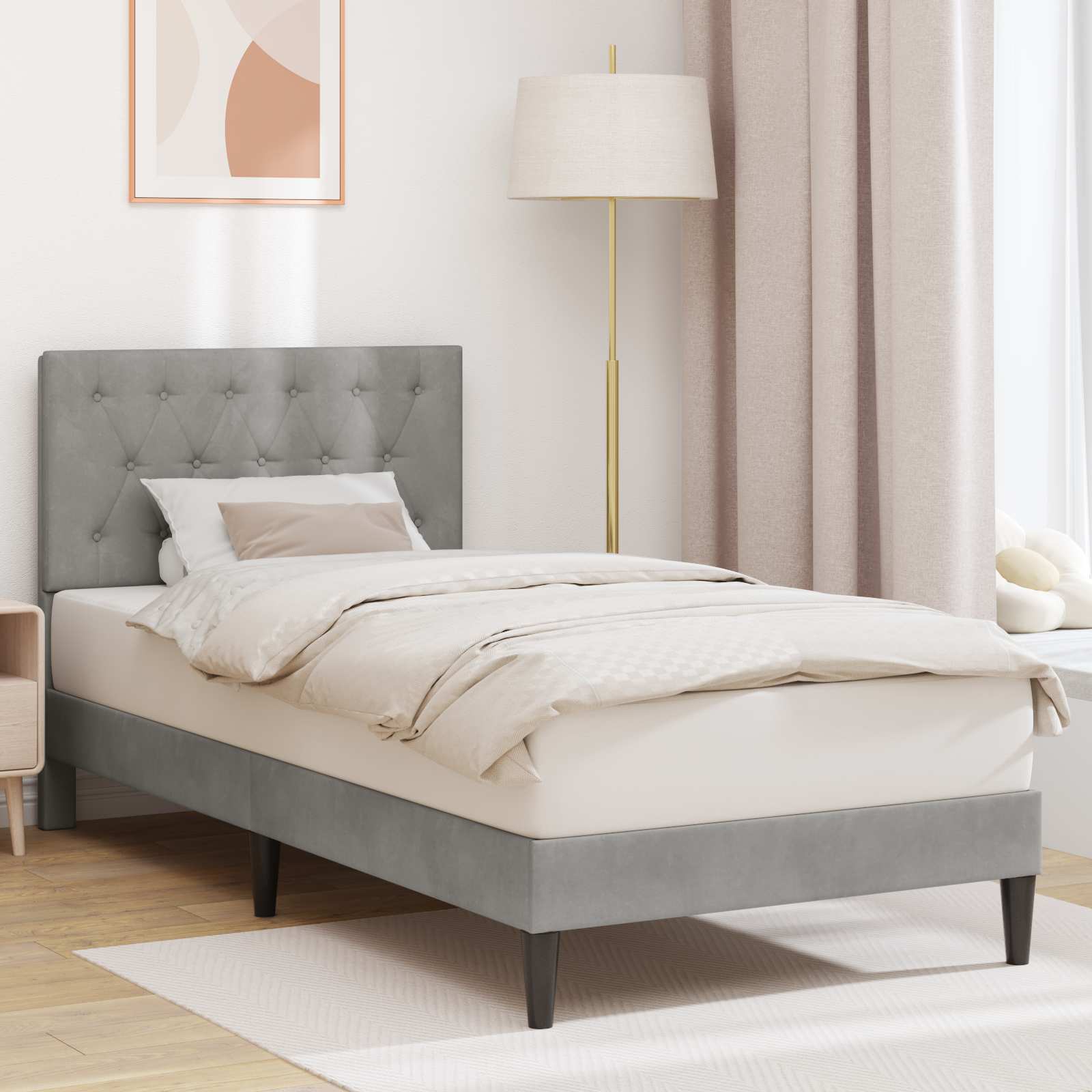 Krevetna konstrukcija Svjetlosiva 90 x 190 cm Baršun