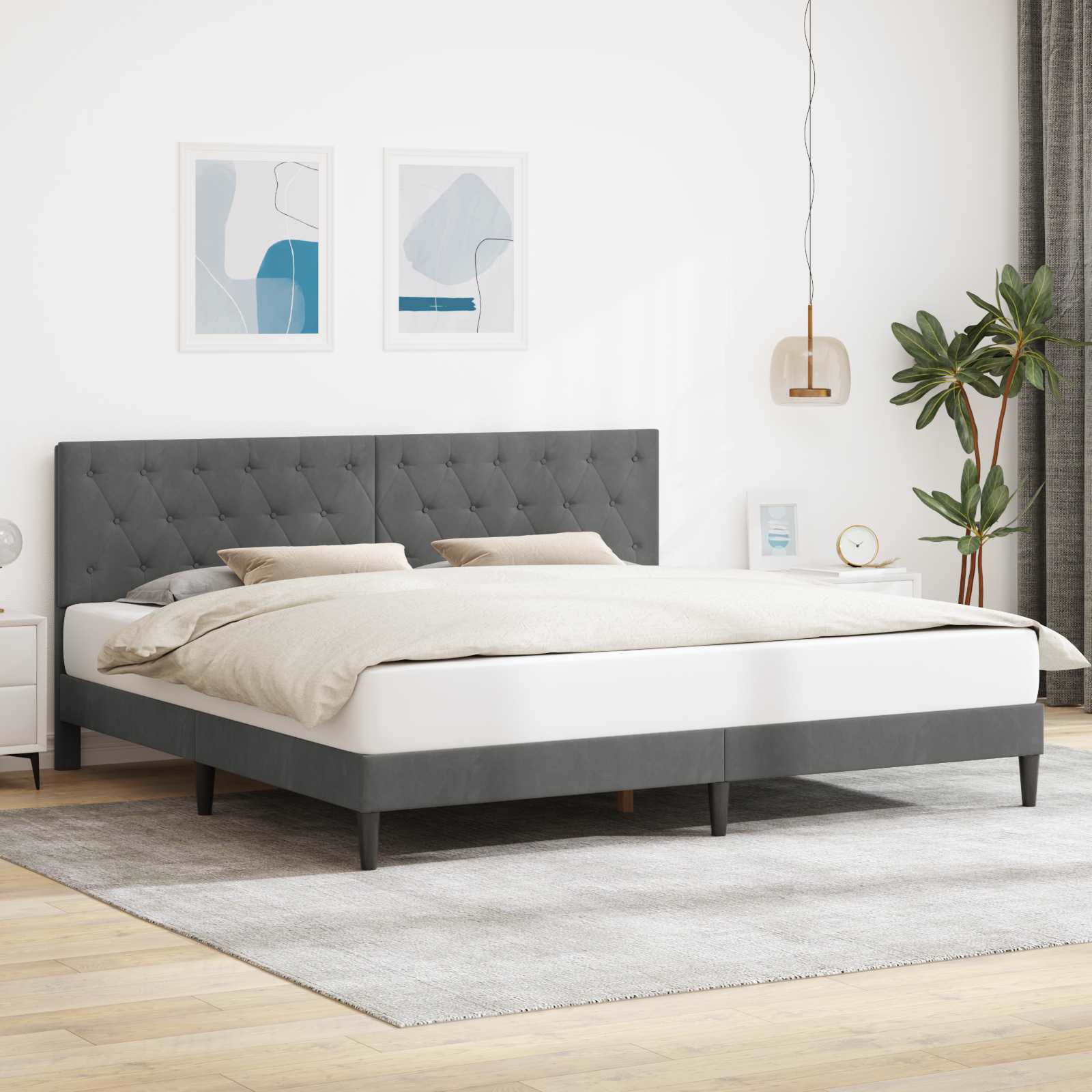 Krevetna konstrukcija Tamnosiva 200 x 200 cm Baršun